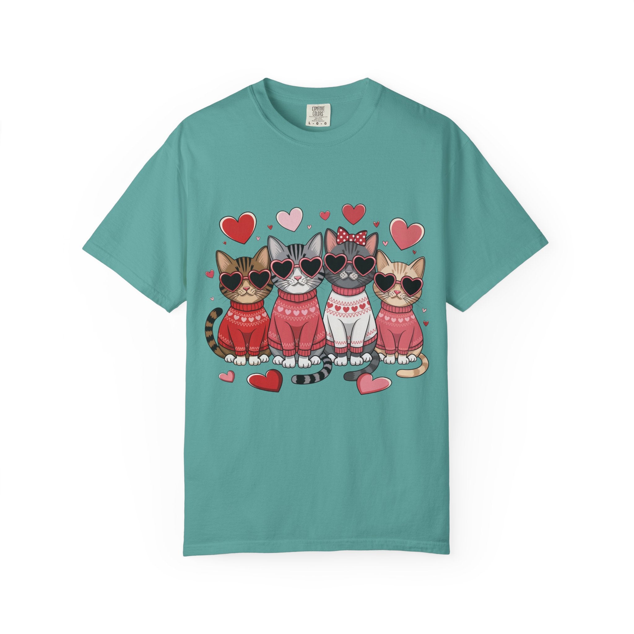 Valentine Cats T-Shirt — Cute Cats in Sweaters Valentine Tee
