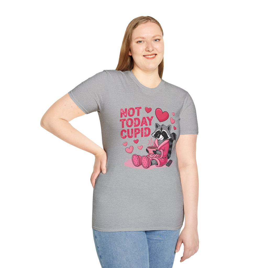 Not Today Cupid Raccoon T-Shirt — Funny Anti-Valentine Graphic Tee
