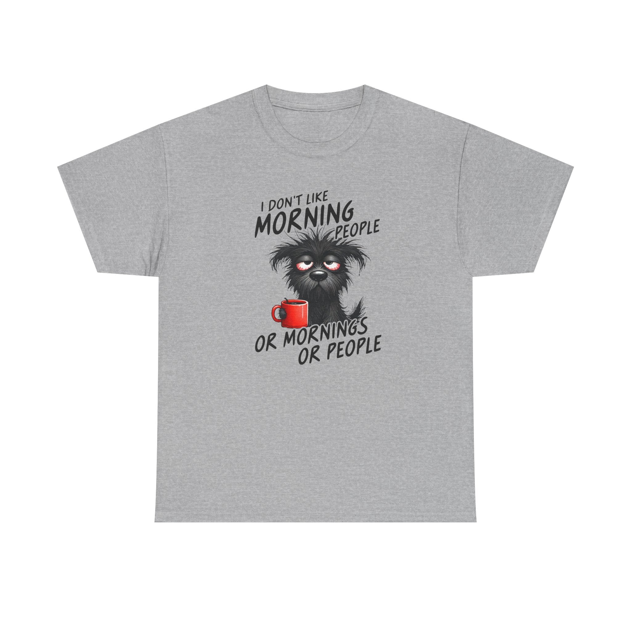 I Don't Like Morning People T-Shirt — Grumpy Coffee Cat Graphic Tee