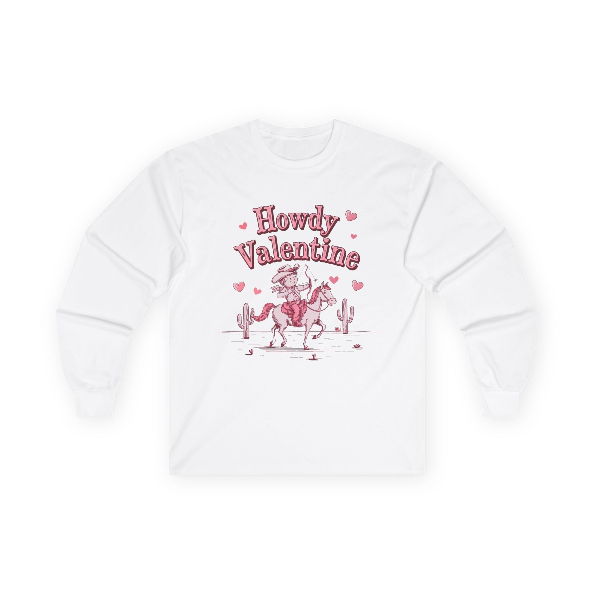 Howdy Valentine Long Sleeve Tee — Western Cowboy Valentine Shirt