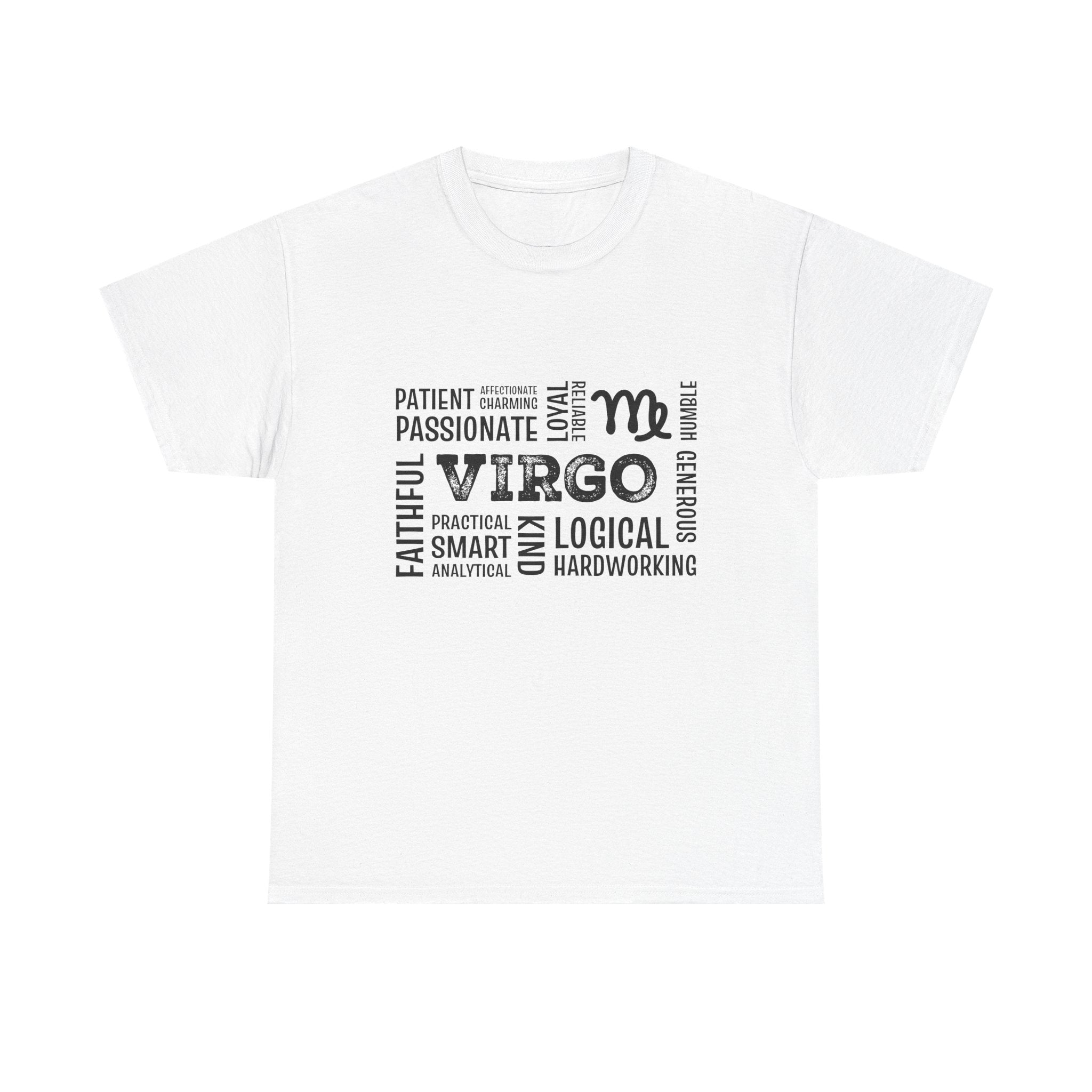 Virgo Zodiac T-Shirt — Virgo Word Cloud Tee (Logical, Hardworking, Passionate)