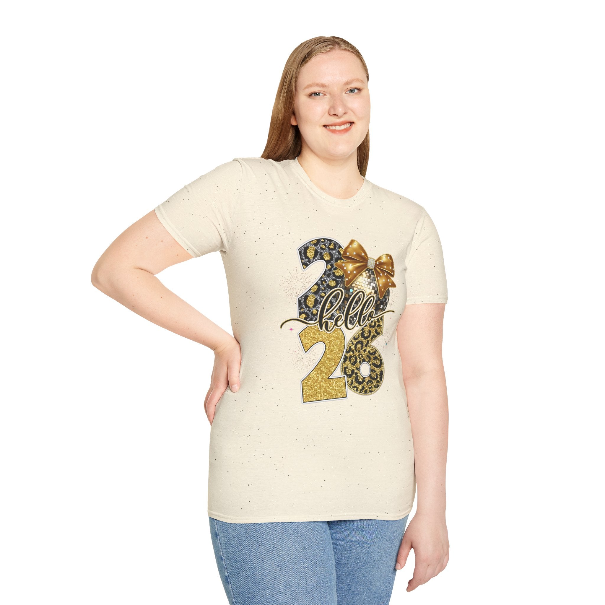 Hello 26 Leopard Gold Graphic T-Shirt