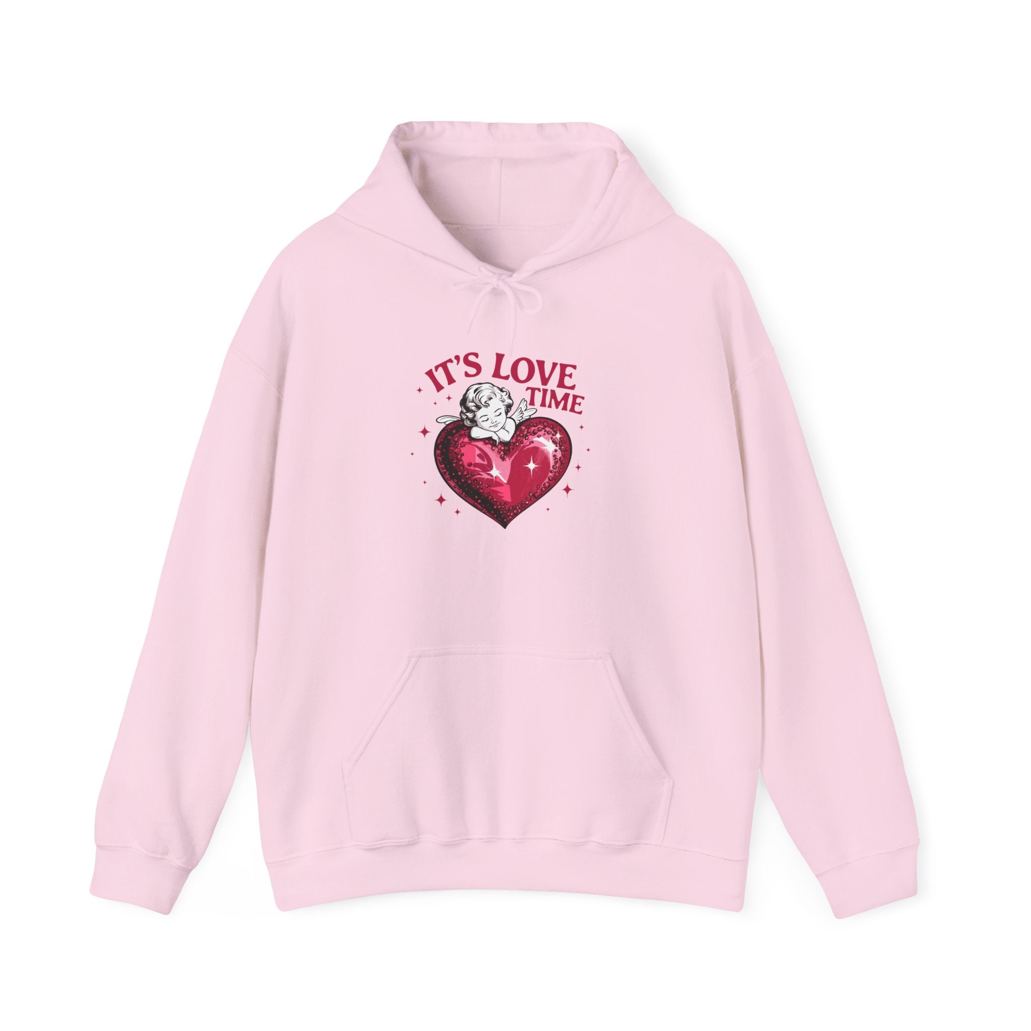 It's Love Time Hoodie — Vintage Heart & Cupid Valentine Sweatshirt