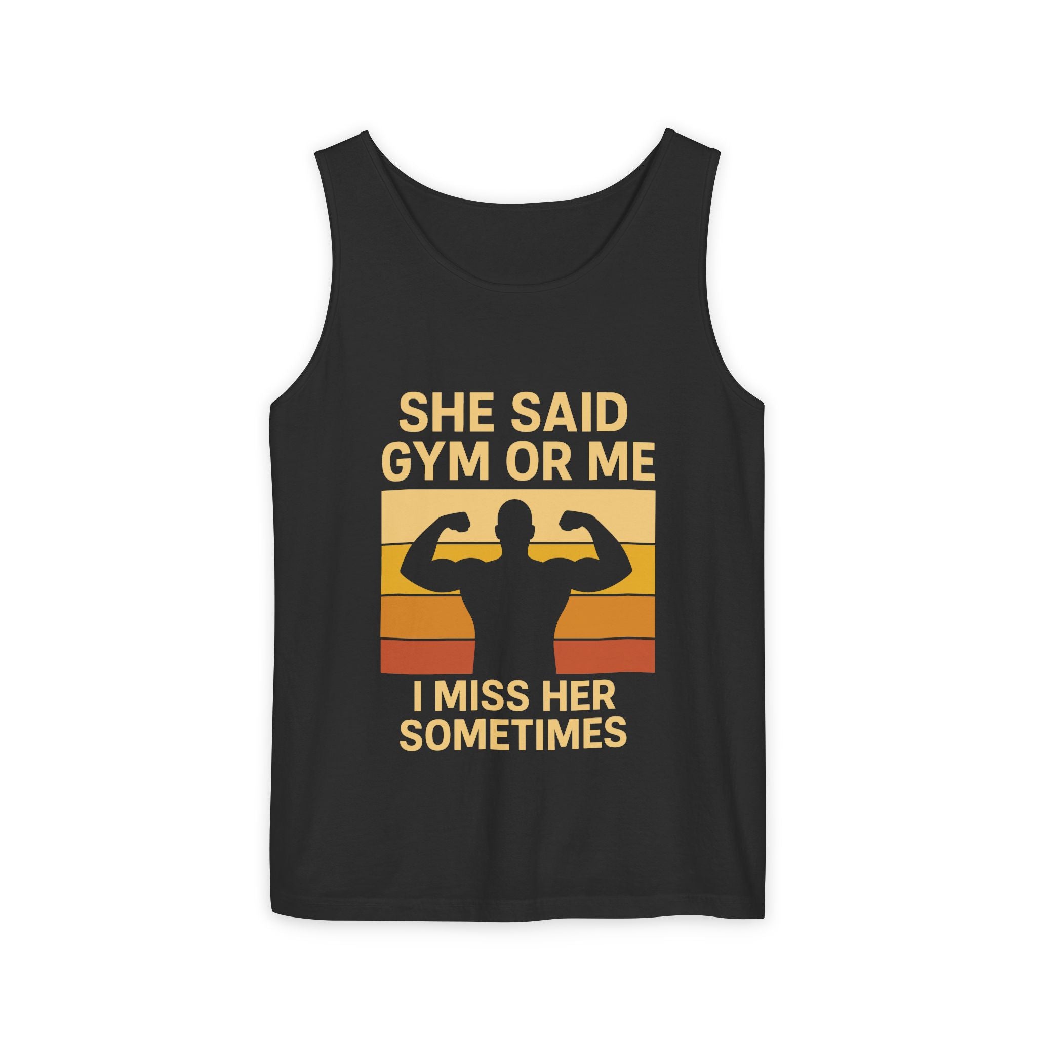 Gym or Me Tank Top — Funny Fitness Muscle Tank (She Said Gym or Me I Miss Her Sometimes)