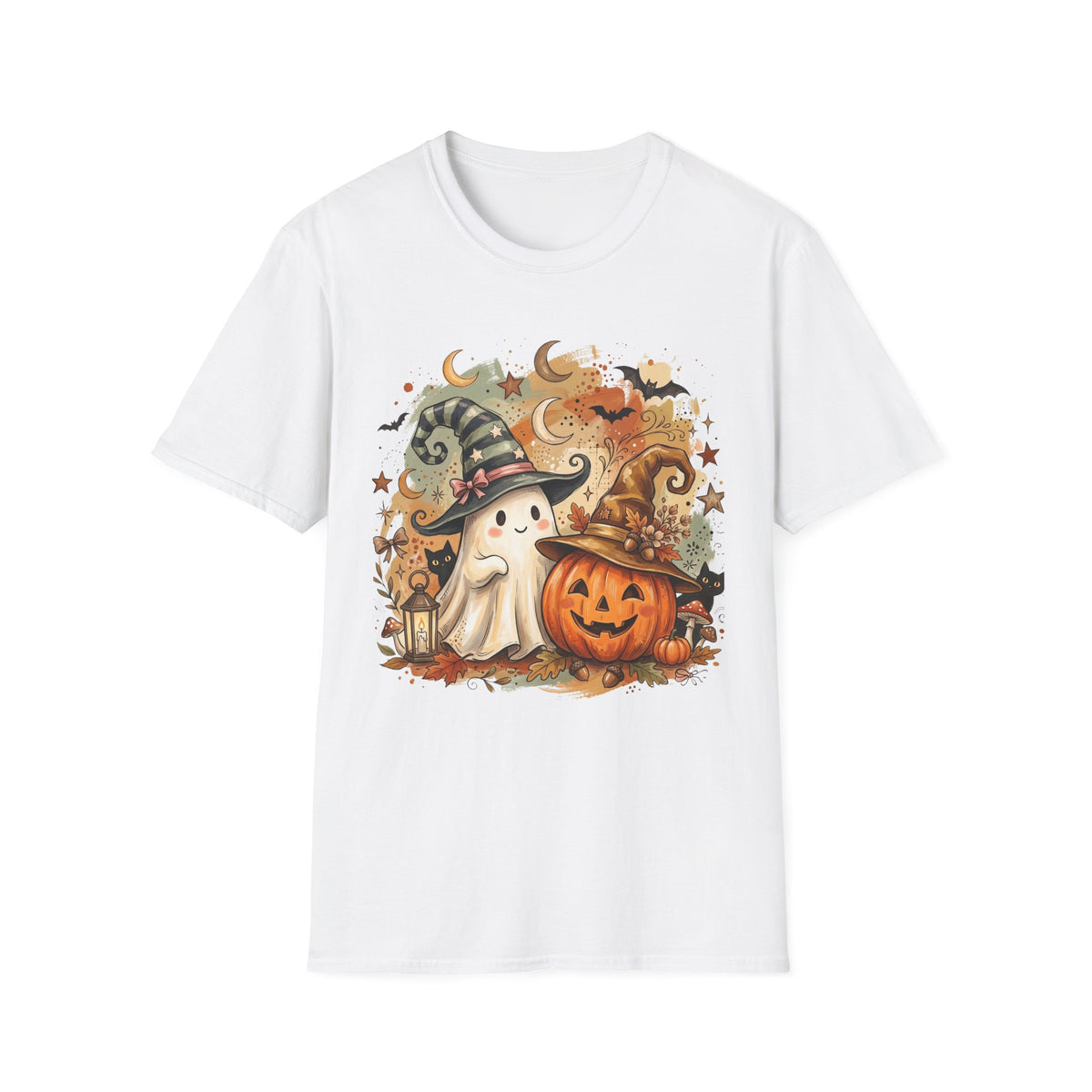 Halloween Ghost T-Shirt — Cute Pumpkin & Witch Hat Spooky Fall Tee