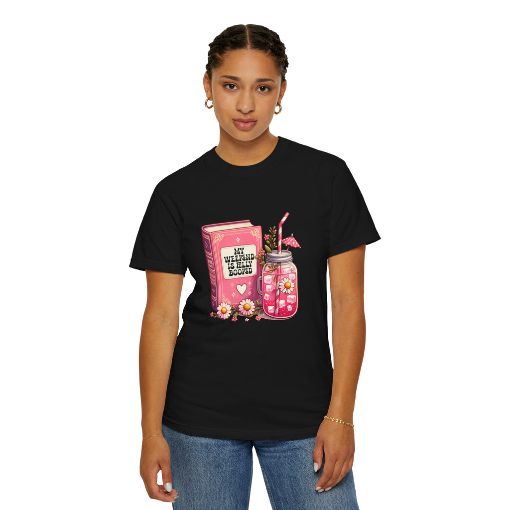 Book Lover T-Shirt — "My Weekend Is Fully Booked" Cute Floral Mason Jar Graphic