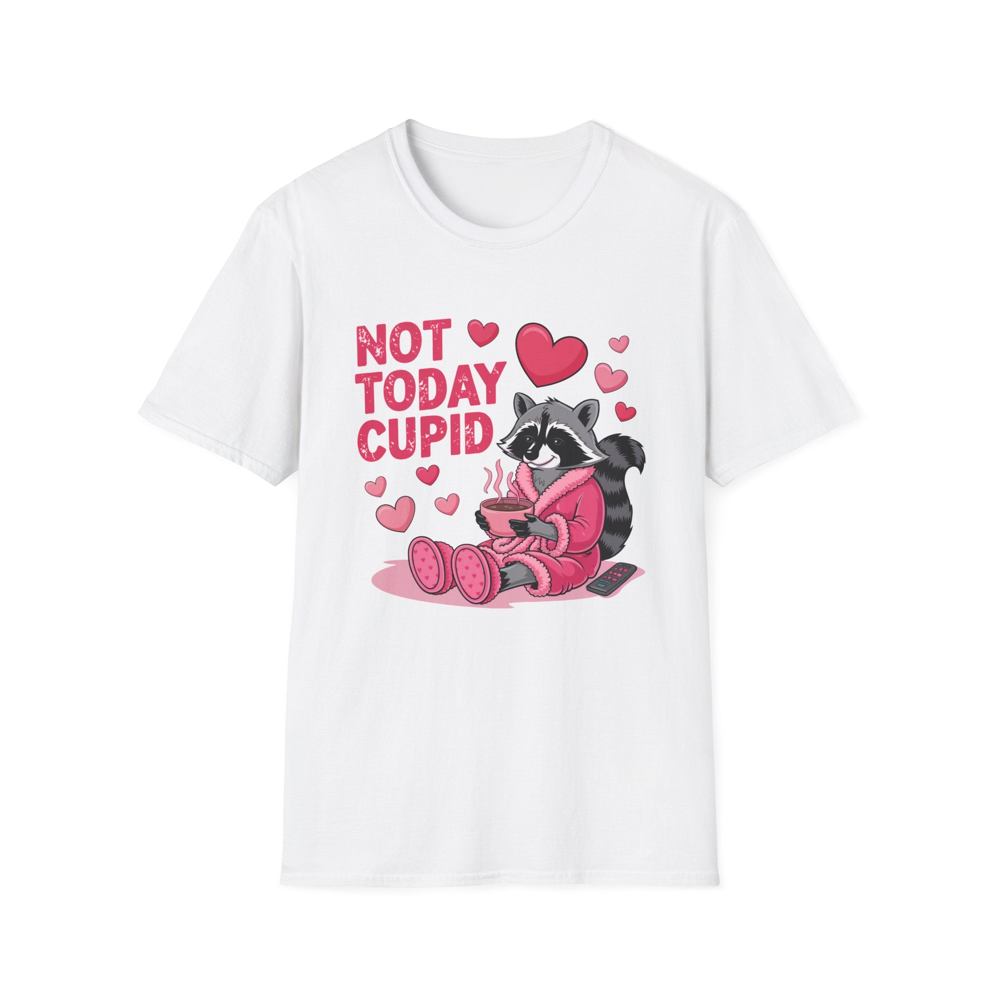Not Today Cupid Raccoon T-Shirt — Funny Anti-Valentine Graphic Tee