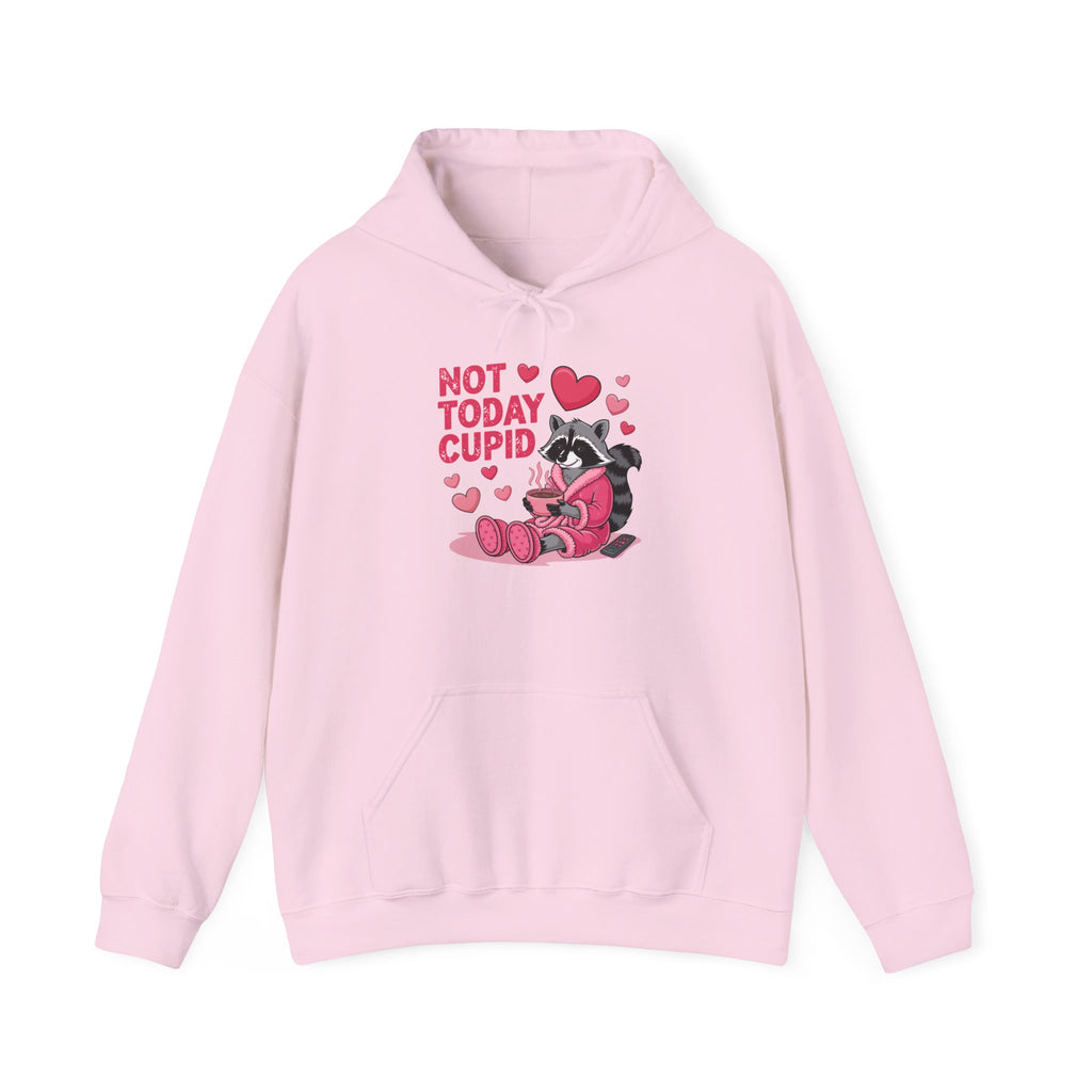 Not Today Cupid Hoodie — Funny Anti-Valentine’s Raccoon Sweatshirt
