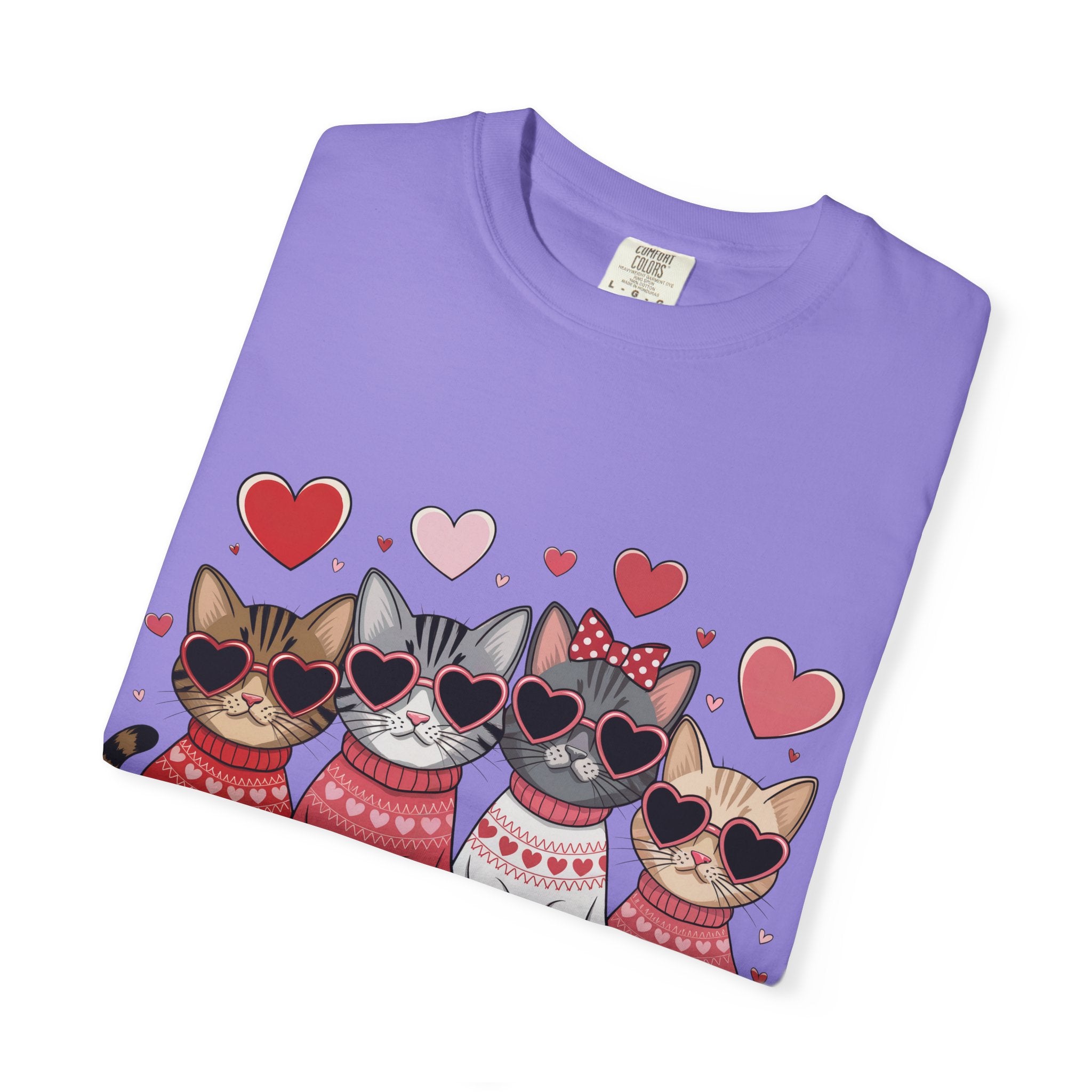 Valentine Cats T-Shirt — Cute Cats in Sweaters Valentine Tee