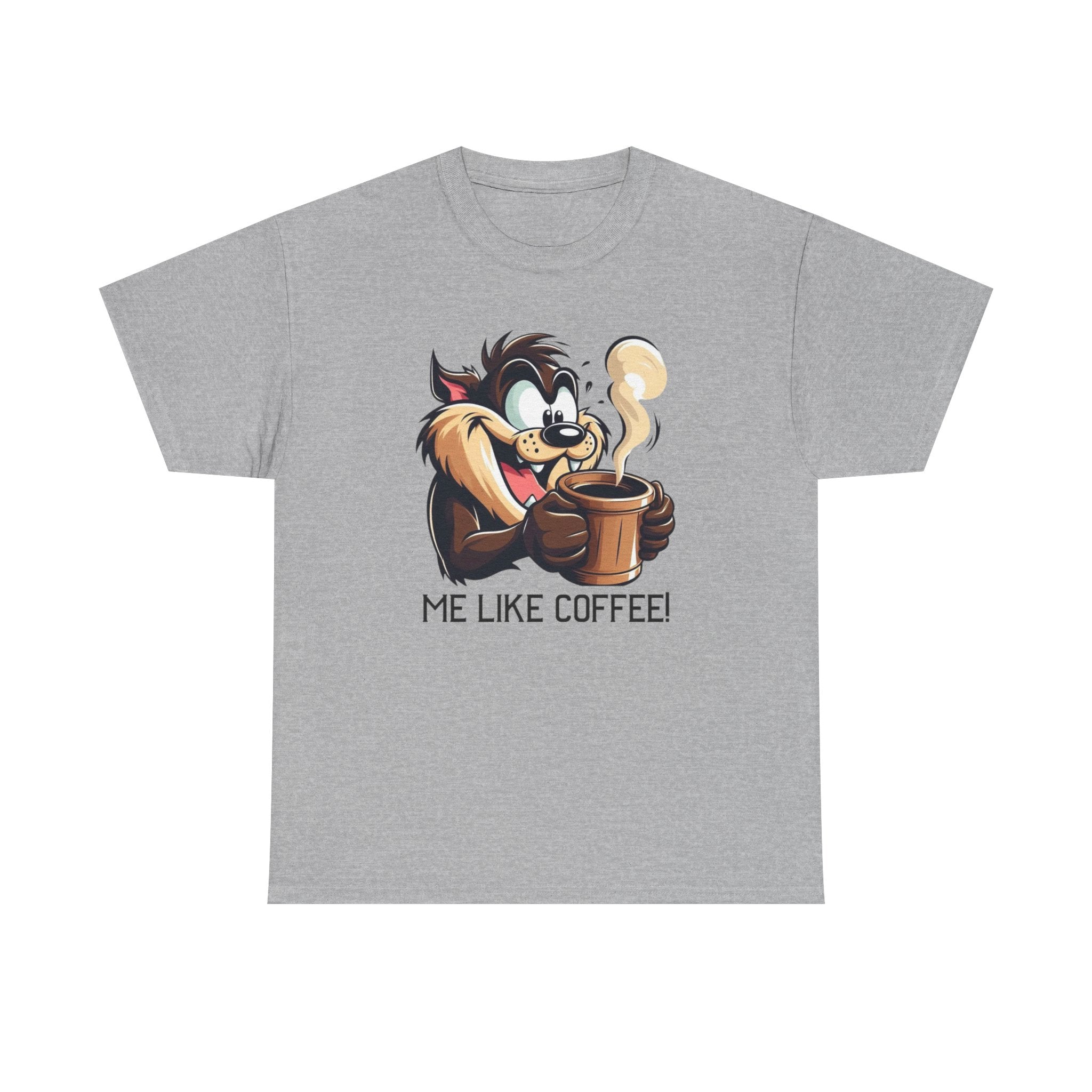 Coffee Lover Cartoon Tee — "Me Like Coffee!" Graphic T-Shirt