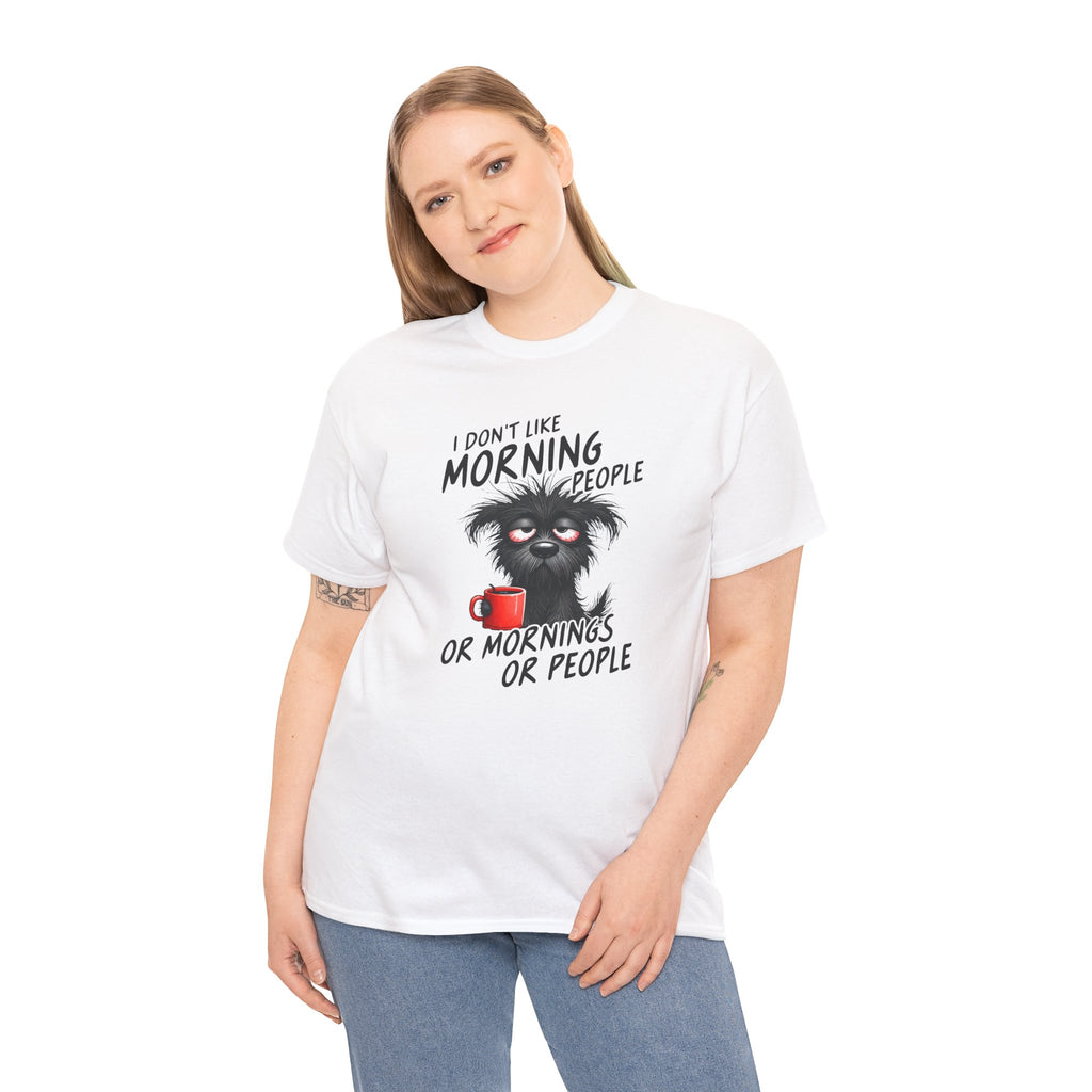 I Don't Like Morning People T-Shirt — Grumpy Coffee Cat Graphic Tee