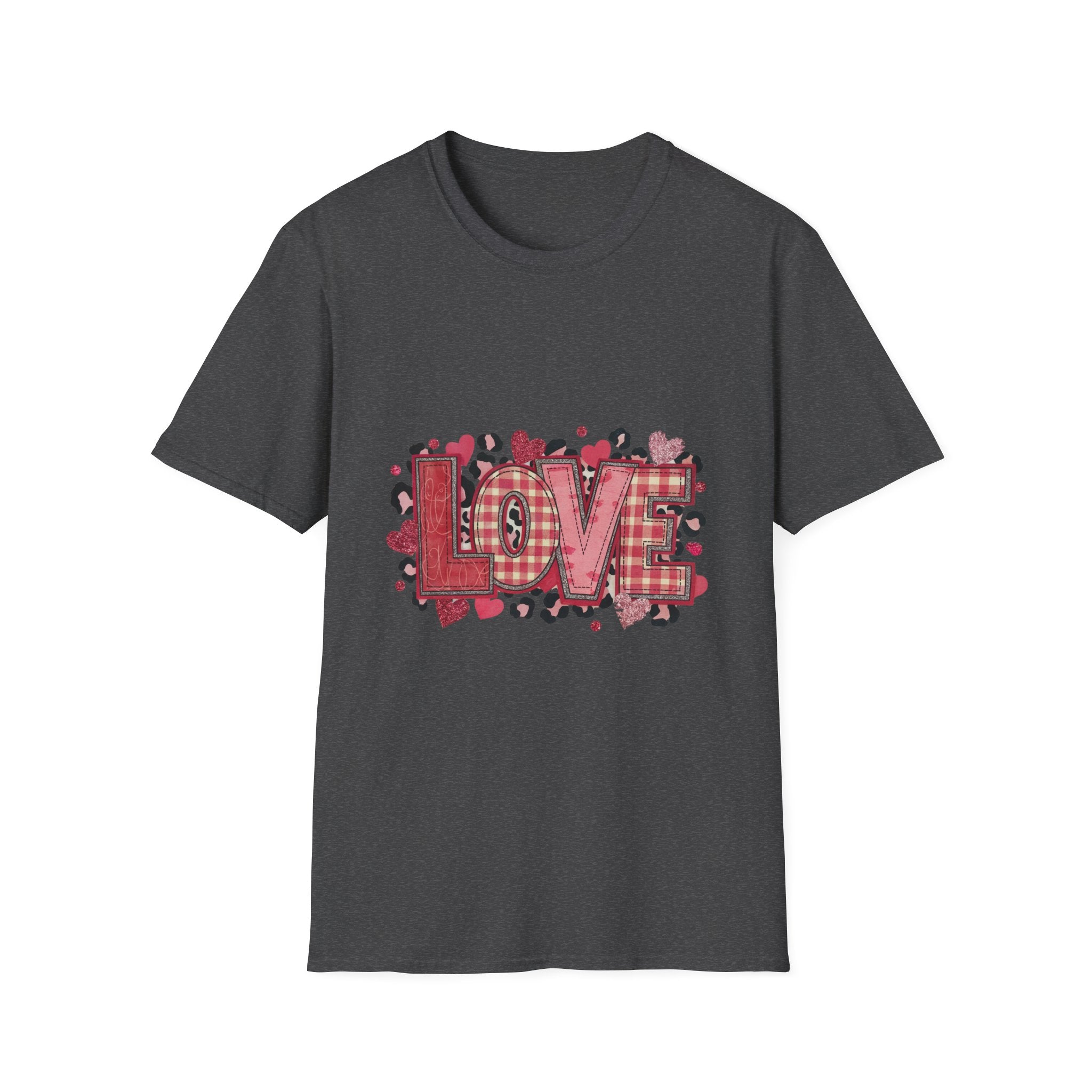 LOVE Plaid Heart T-Shirt — Valentine's Day Buffalo Check Graphic Tee