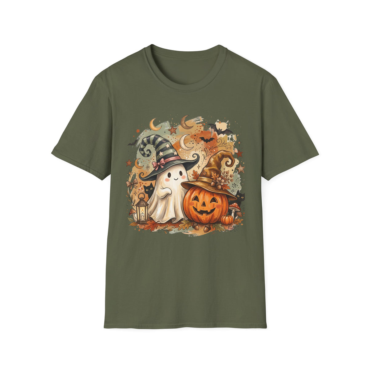 Halloween Ghost T-Shirt — Cute Pumpkin & Witch Hat Spooky Fall Tee