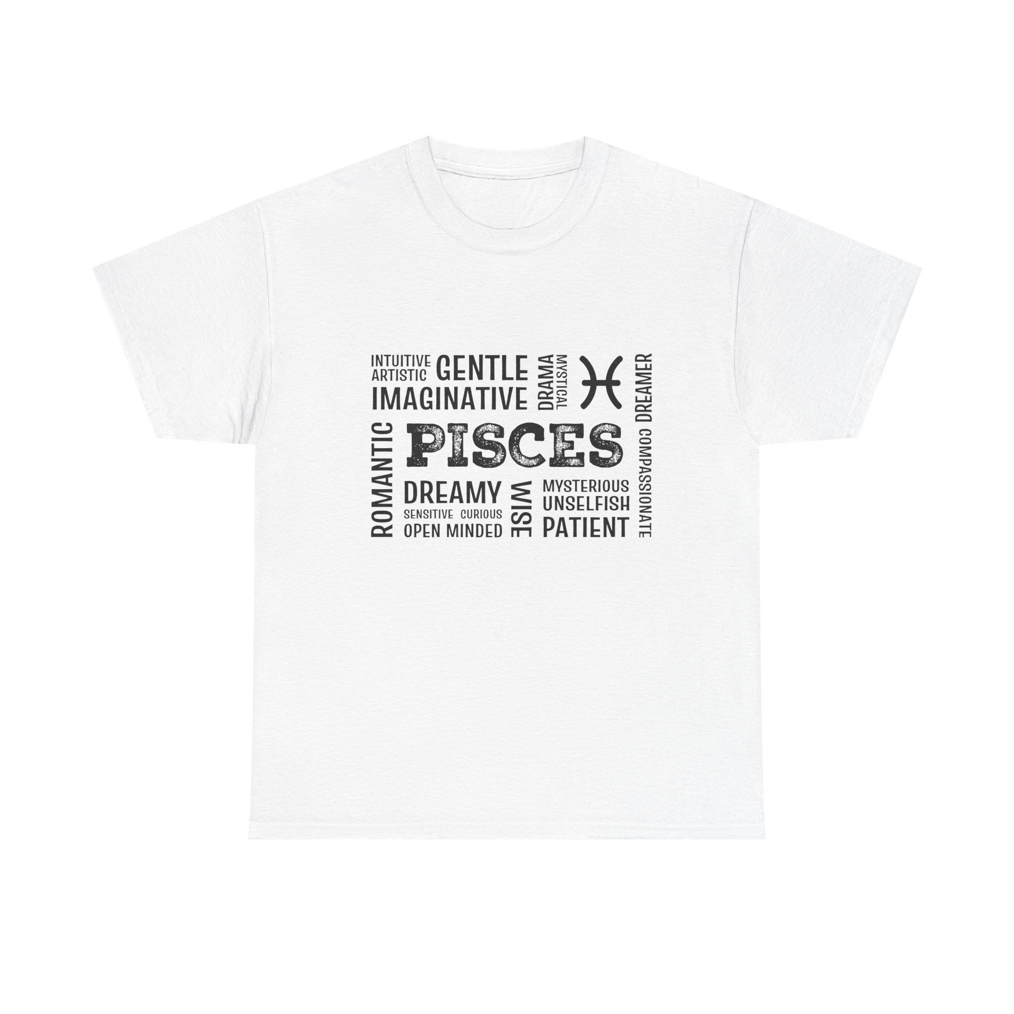 Pisces Zodiac Word Cloud T-Shirt — Astrology Tee for Dreamy, Gentle Pisces