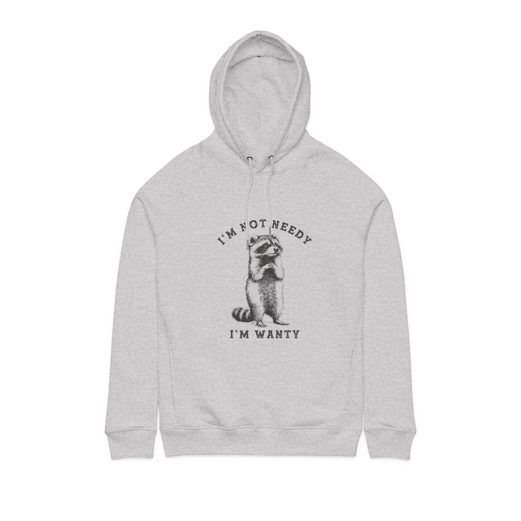 I'm Not Needy I'm Wanty Hoodie — Cute Raccoon Graphic Sweatshirt
