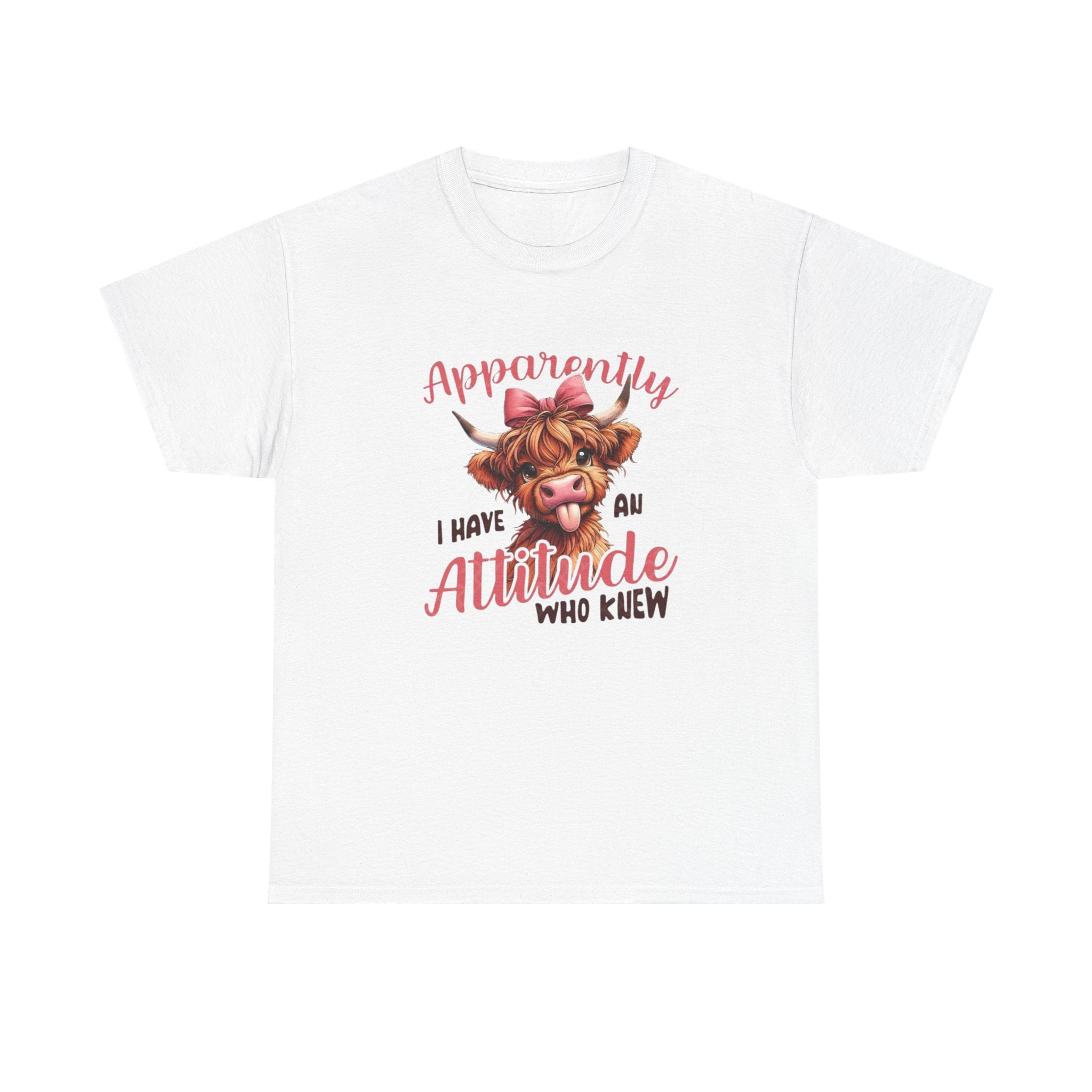 T-Shirt — "Apparently I Have An Attitude Who Knew" Cow Graphic Tee