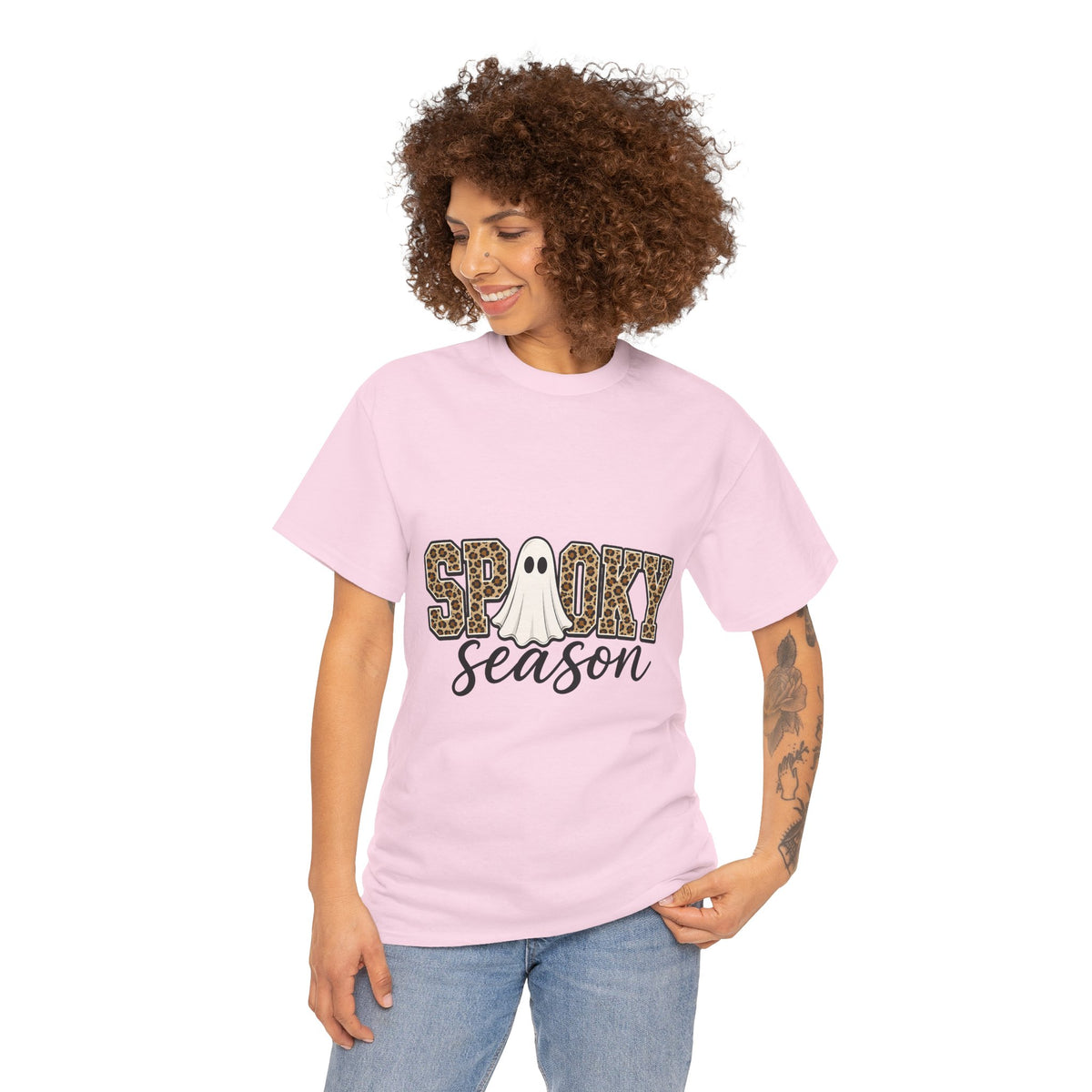 Spooky Season Leopard Ghost T‑Shirt