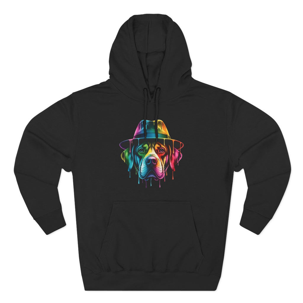Colorful Dripping Dog Hoodie — Vibrant Canine Art Pullover