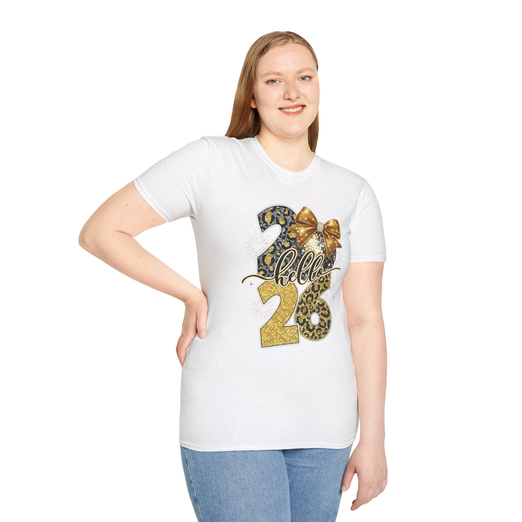 Hello 26 Leopard Gold Graphic T-Shirt