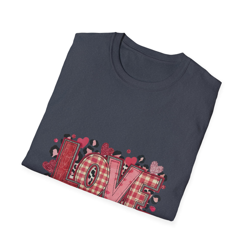 LOVE Plaid Heart T-Shirt — Valentine's Day Buffalo Check Graphic Tee