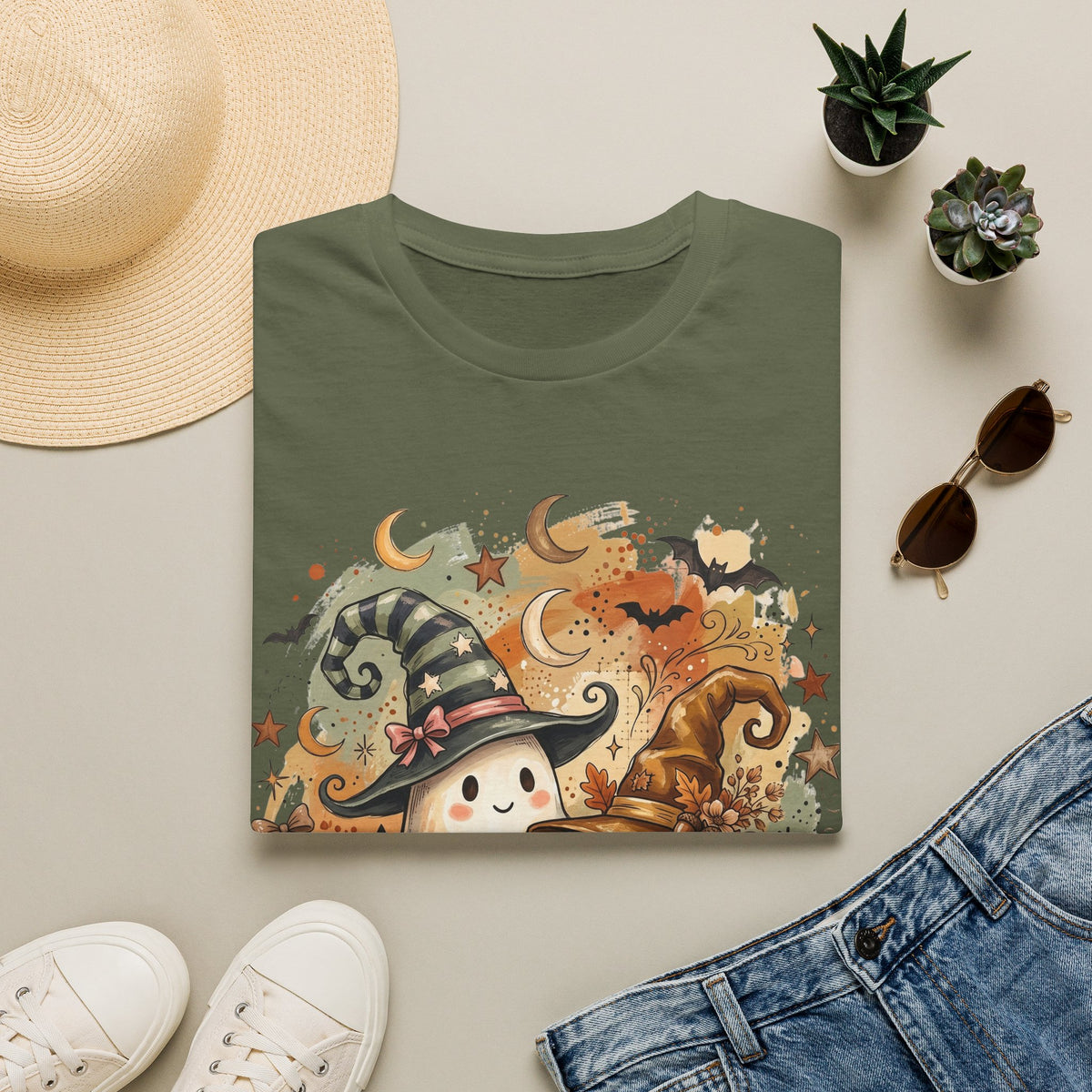 Halloween Ghost T-Shirt — Cute Pumpkin & Witch Hat Spooky Fall Tee