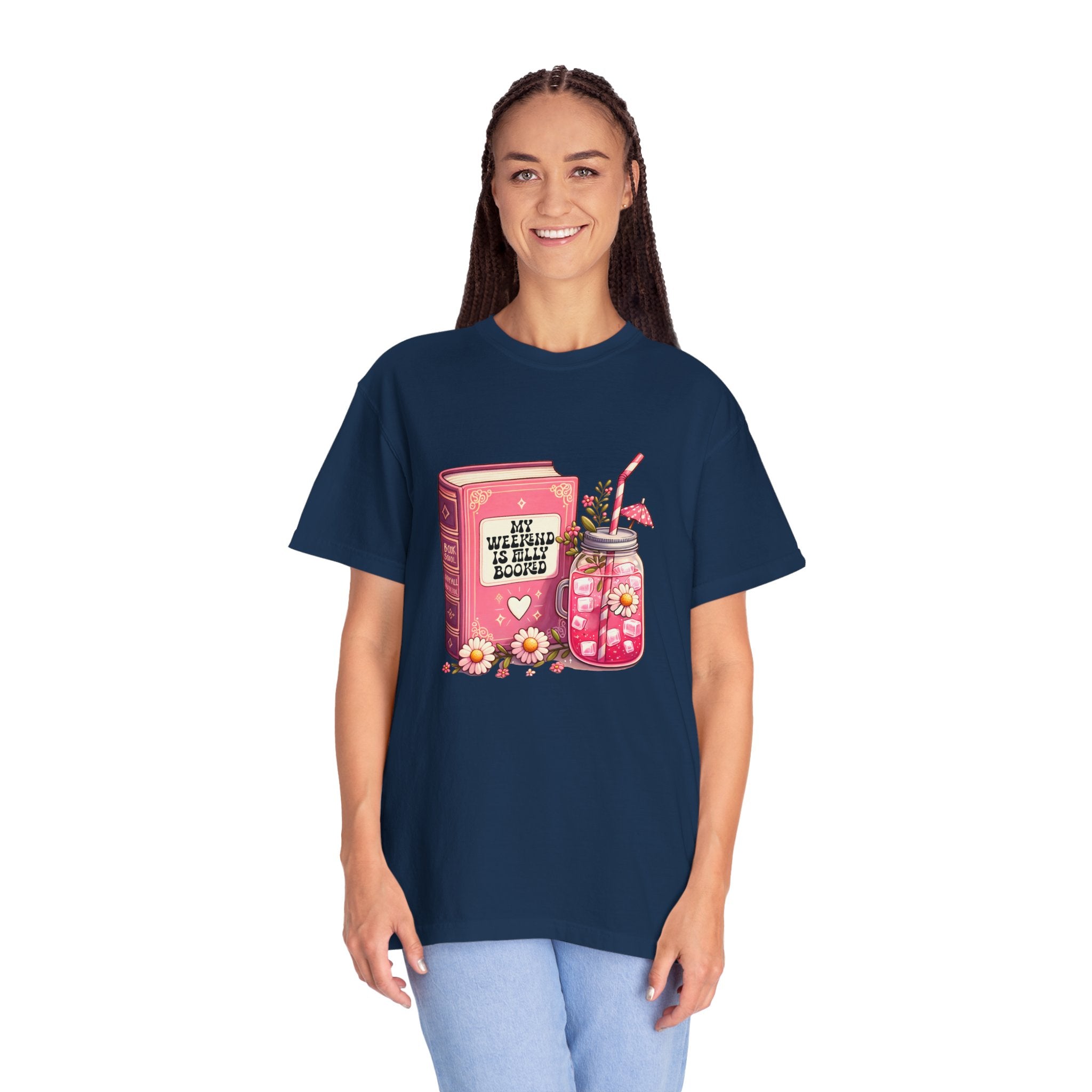 Book Lover T-Shirt — "My Weekend Is Fully Booked" Cute Floral Mason Jar Graphic