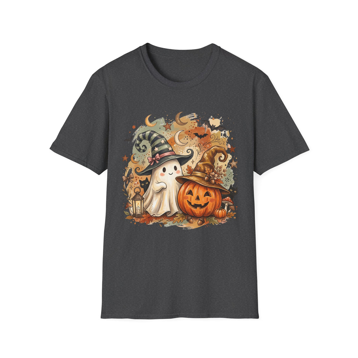 Halloween Ghost T-Shirt — Cute Pumpkin & Witch Hat Spooky Fall Tee