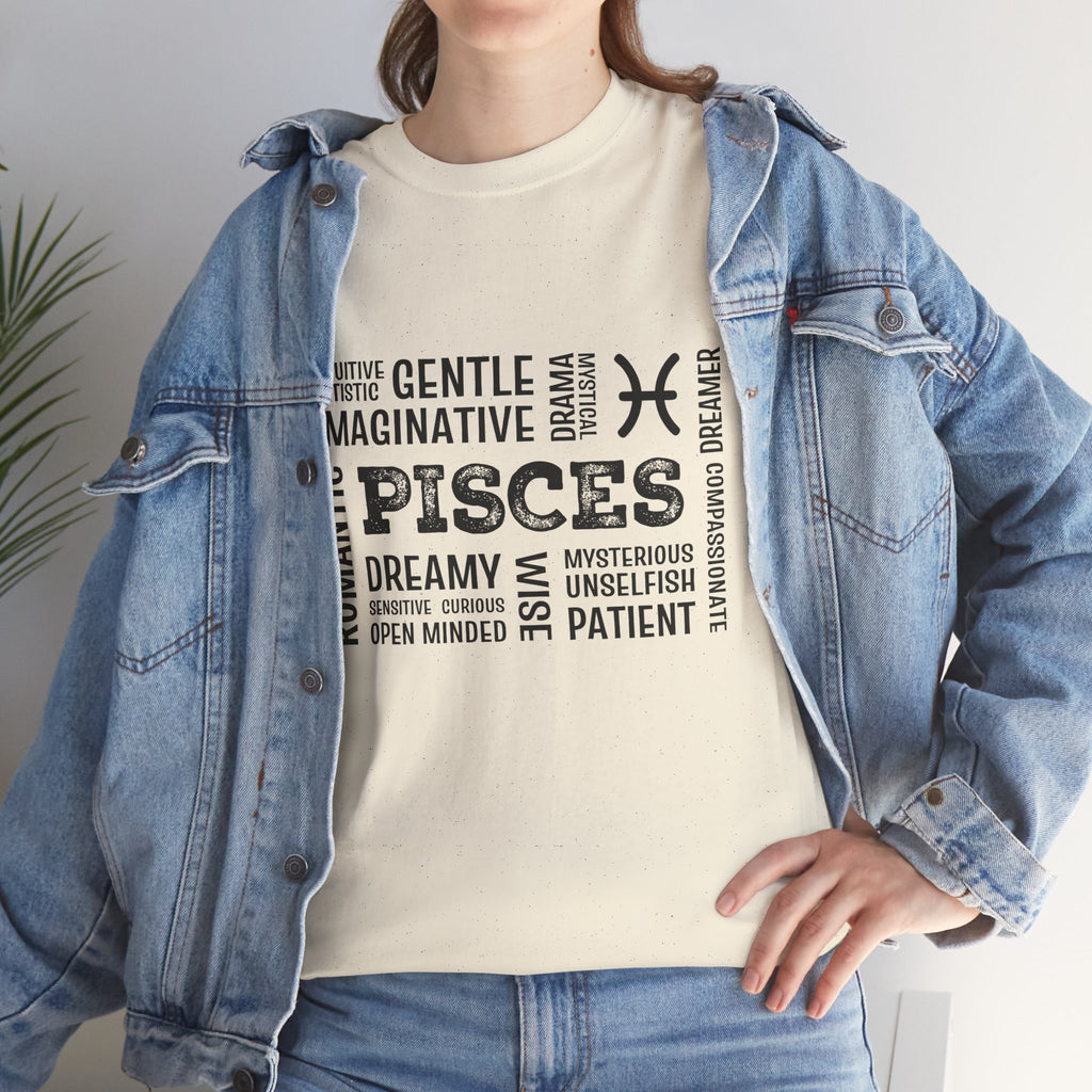 Pisces Zodiac Word Cloud T-Shirt — Astrology Tee for Dreamy, Gentle Pisces