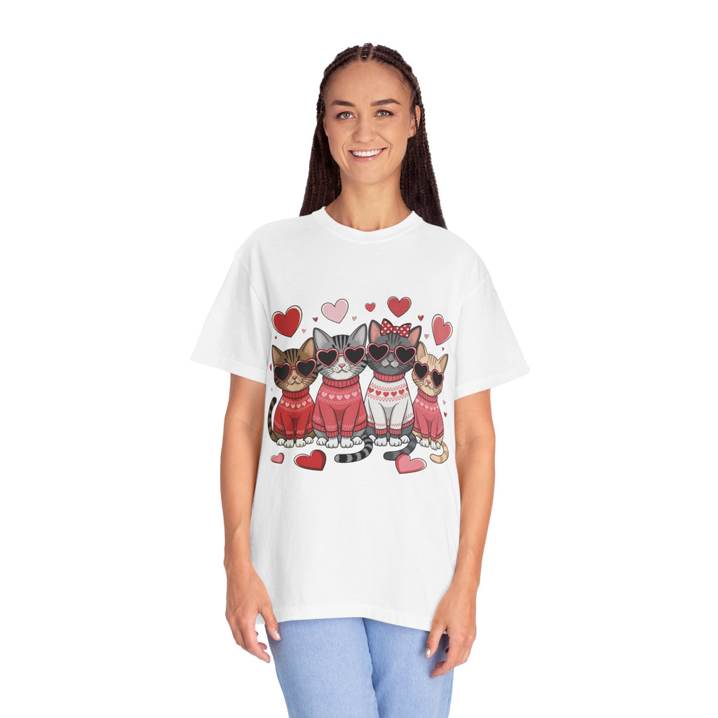 Valentine Cats T-Shirt — Cute Cats in Sweaters Valentine Tee