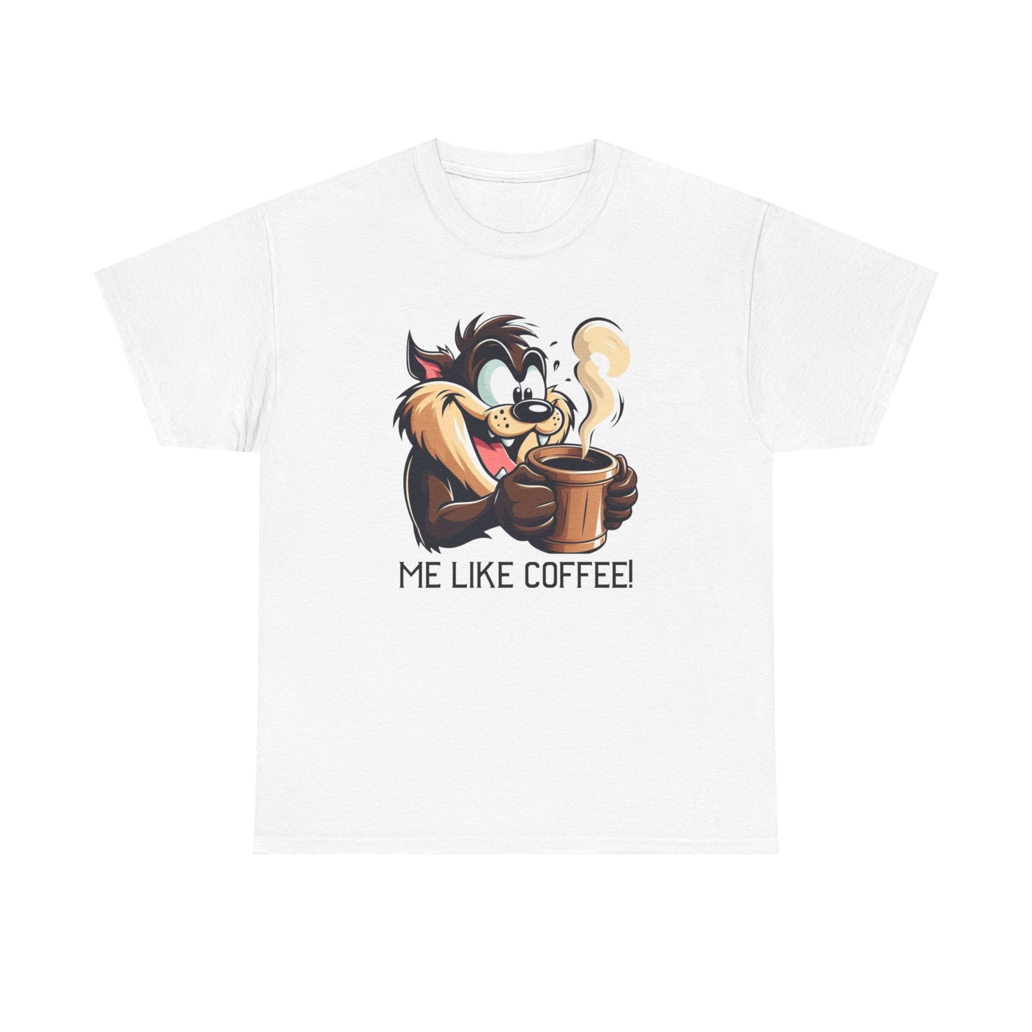 Coffee Lover Cartoon Tee — "Me Like Coffee!" Graphic T-Shirt