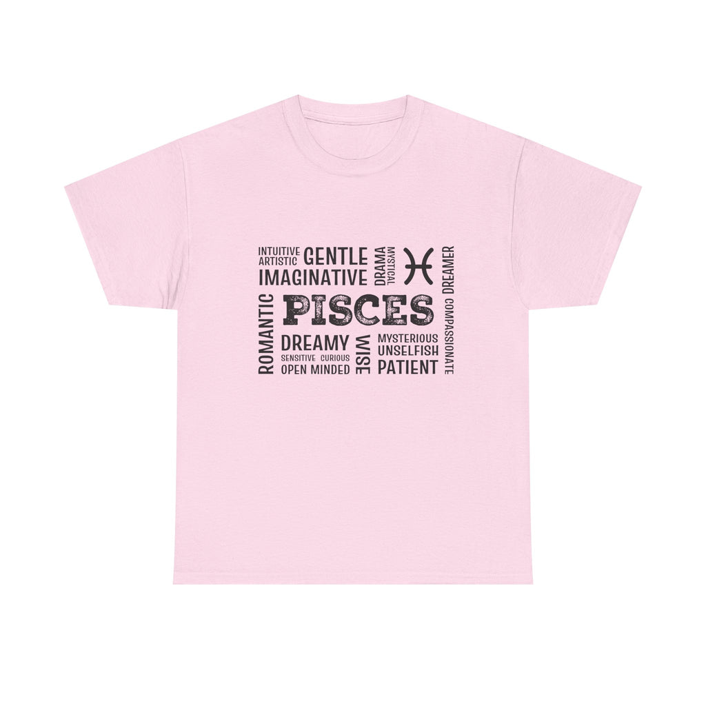 Pisces Zodiac Word Cloud T-Shirt — Astrology Tee for Dreamy, Gentle Pisces