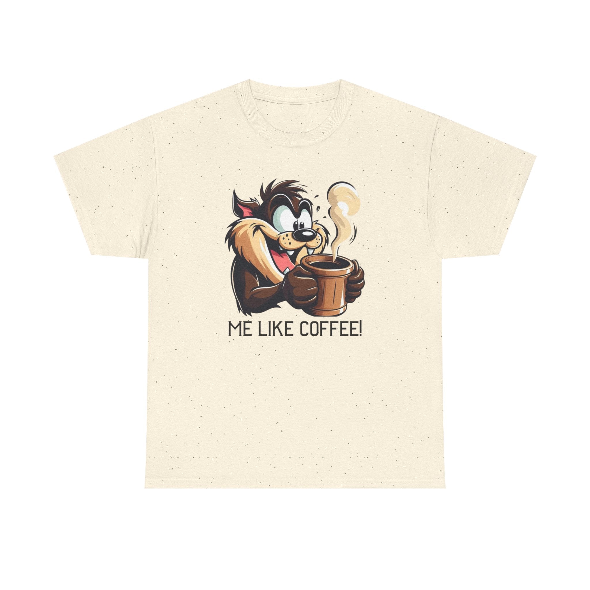 Coffee Lover Cartoon Tee — "Me Like Coffee!" Graphic T-Shirt
