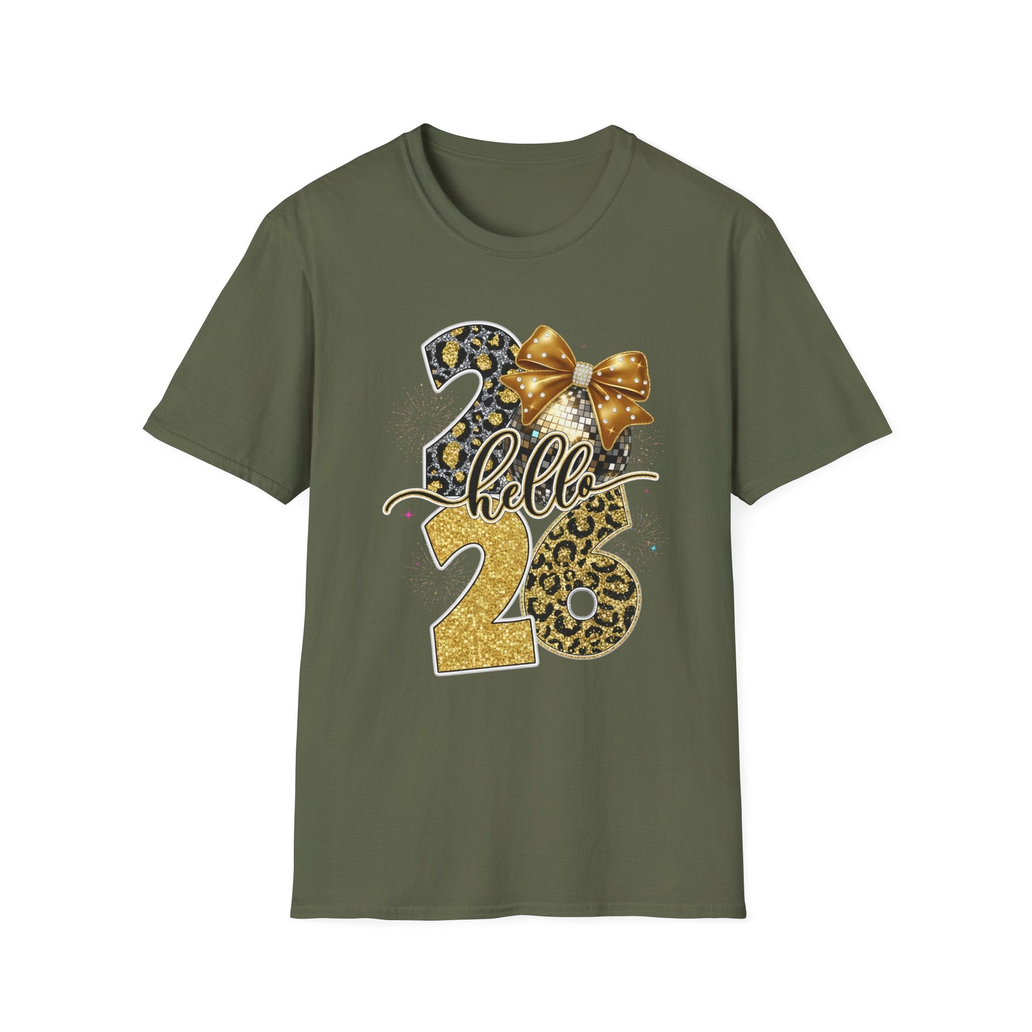 Hello 26 Leopard Gold Graphic T-Shirt