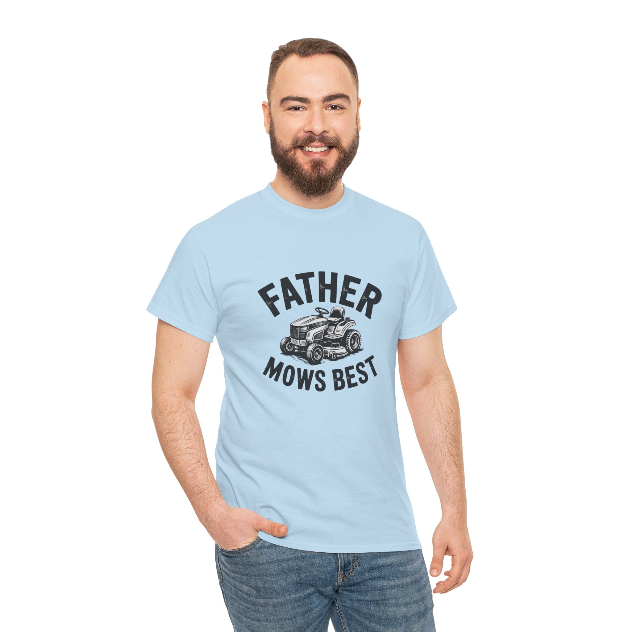 Father Mows Best T-Shirt — Lawn Mower Dad Gift for Father’s Day