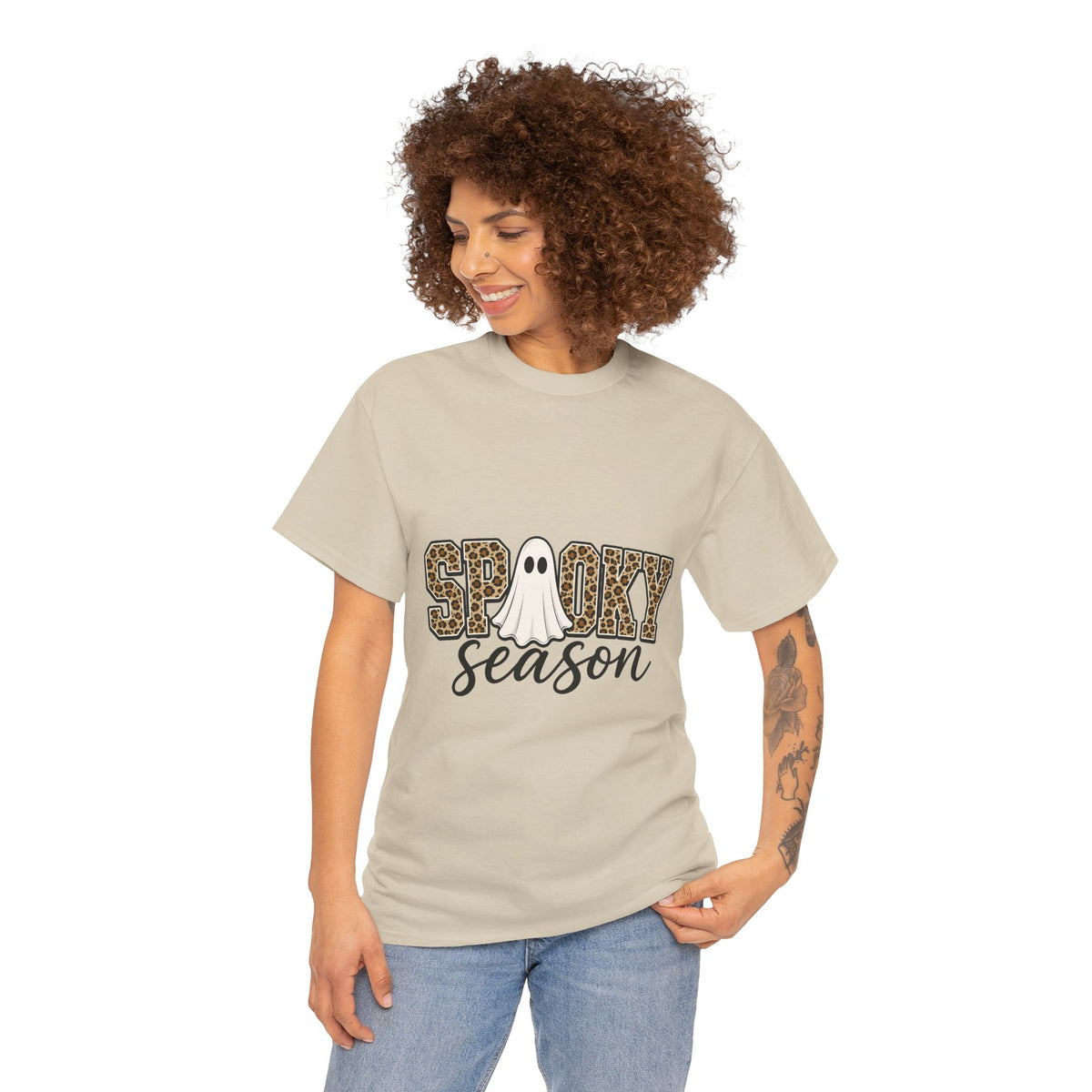 Spooky Season Leopard Ghost T‑Shirt