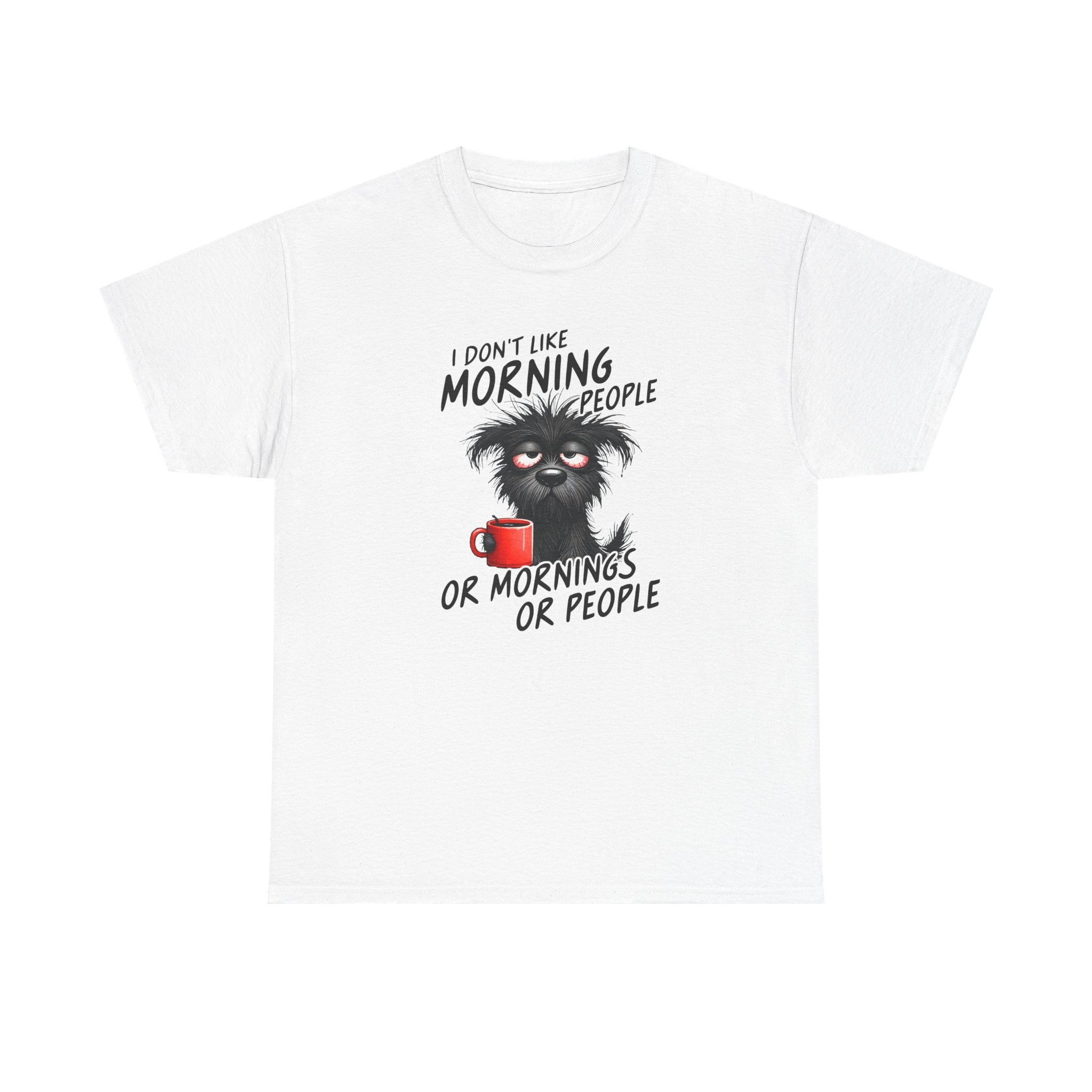 I Don't Like Morning People T-Shirt — Grumpy Coffee Cat Graphic Tee