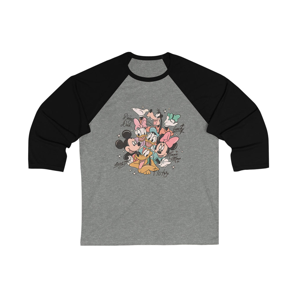Baseball Tee — Vintage Cartoon Characters Group Graphic Raglan