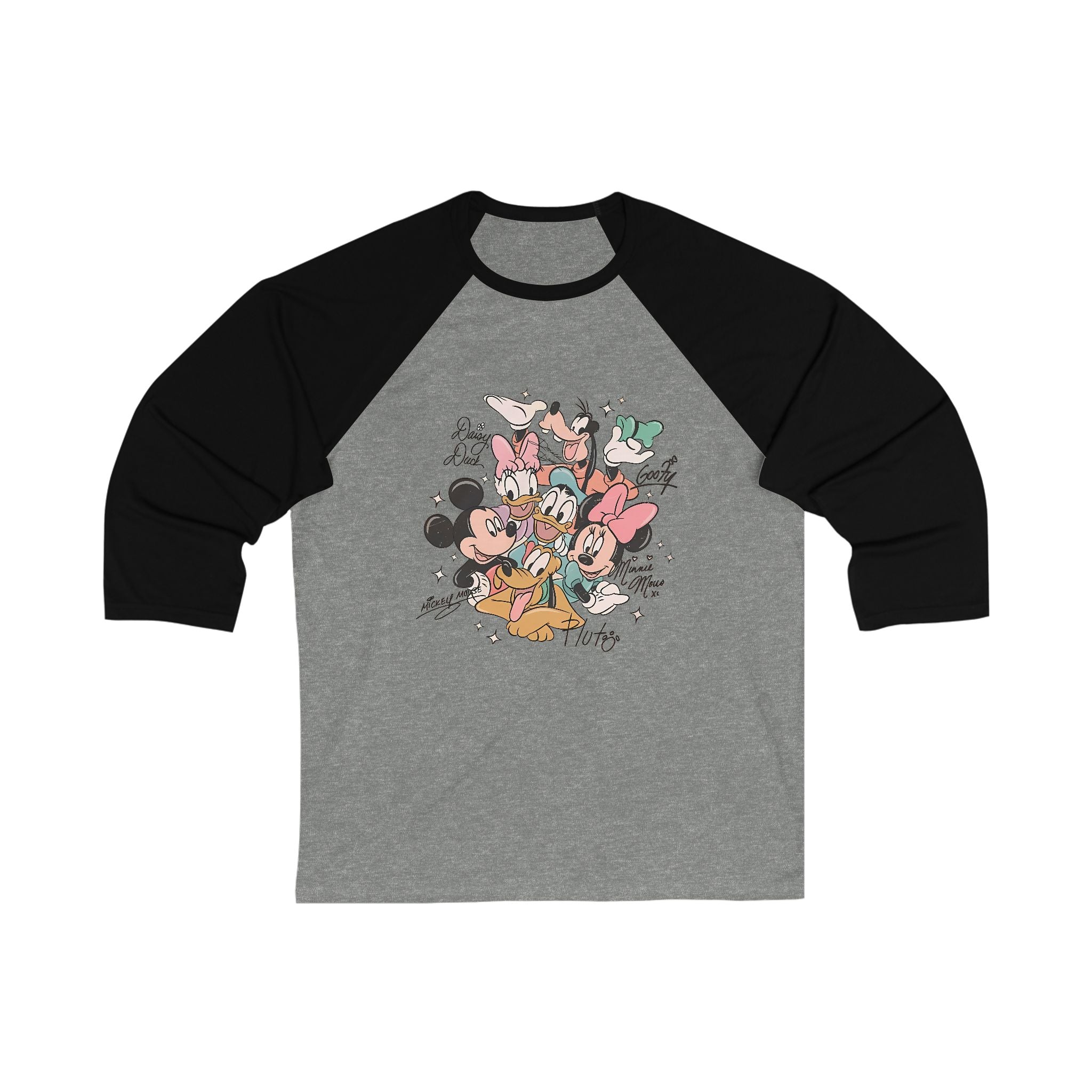 Baseball Tee — Vintage Cartoon Characters Group Graphic Raglan