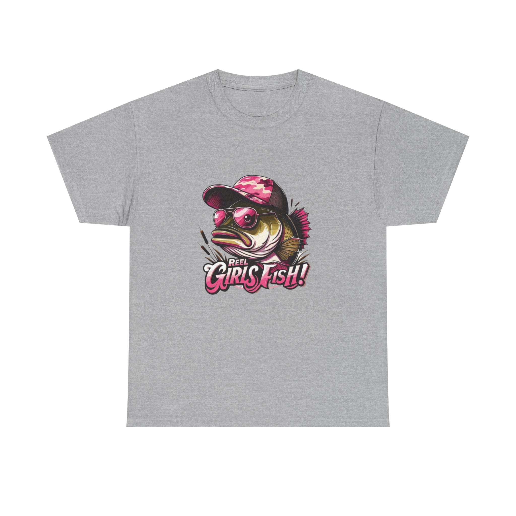 T-Shirt — "Girls Fish!" Pink Camouflage Bass Graphic Tee