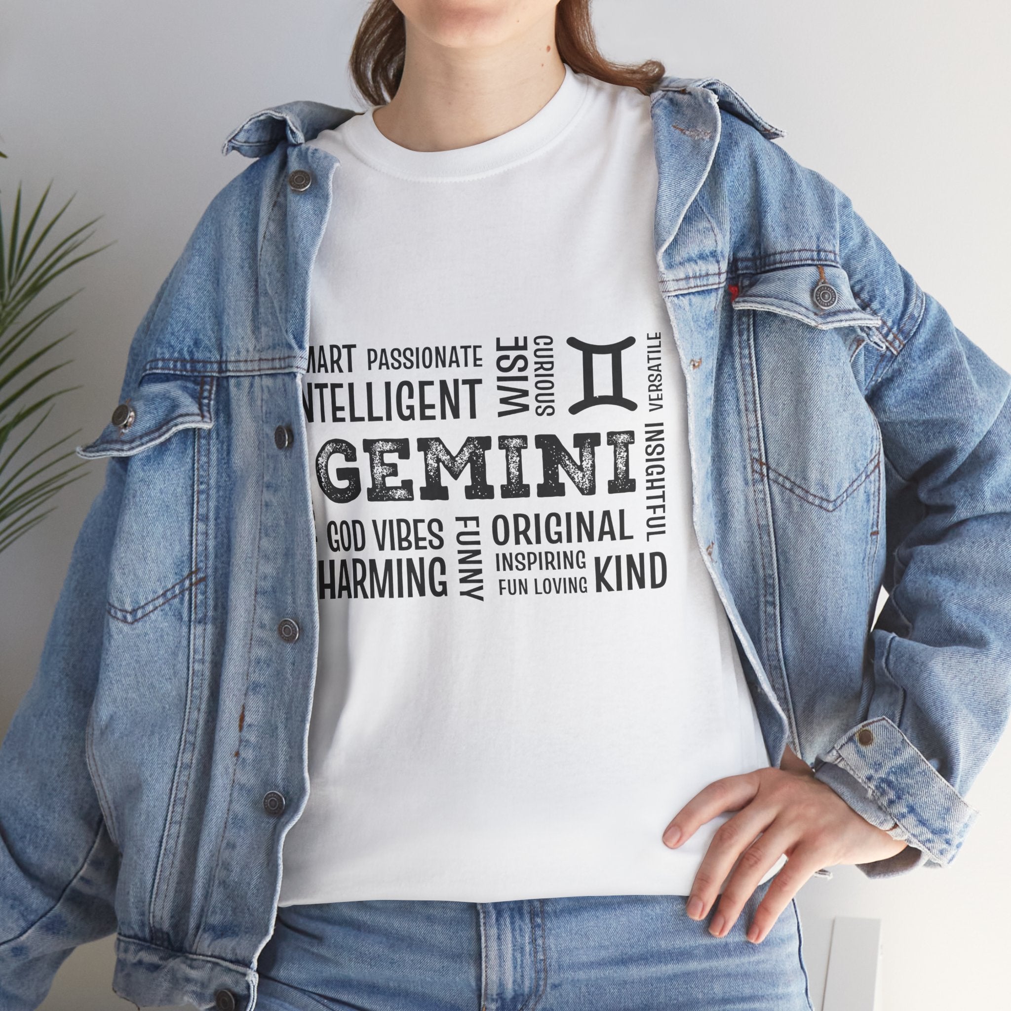 Gemini Zodiac T-Shirt – Word Cloud Traits Tee (Smart, Charming, Intelligent)