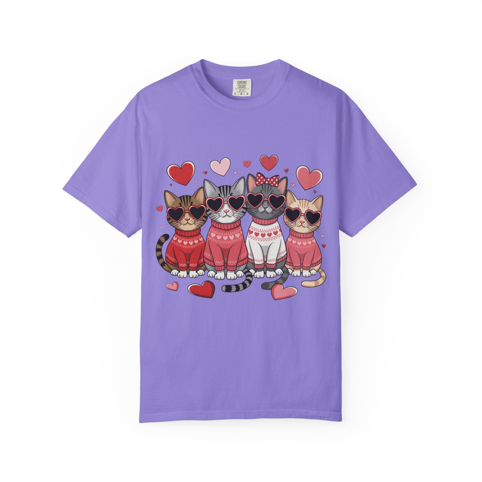 Valentine Cats T-Shirt — Cute Cats in Sweaters Valentine Tee