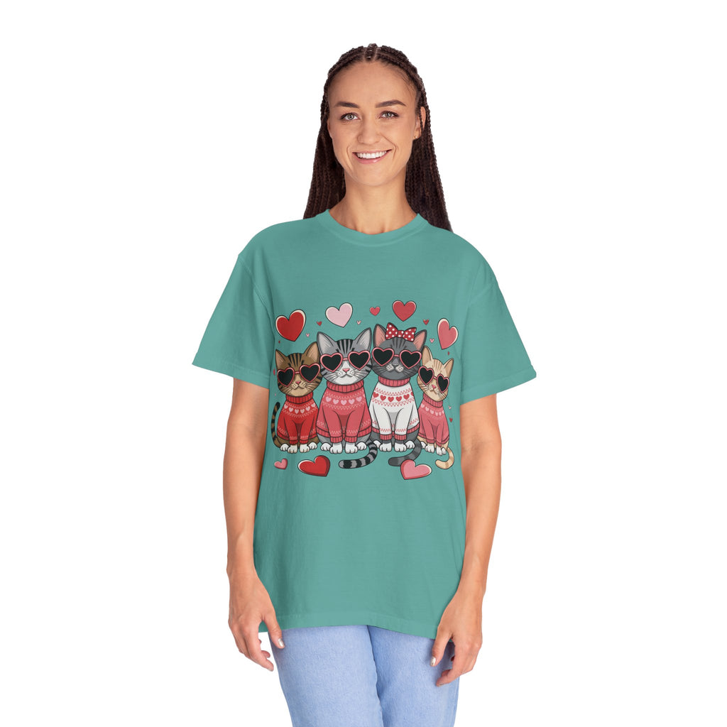 Valentine Cats T-Shirt — Cute Cats in Sweaters Valentine Tee