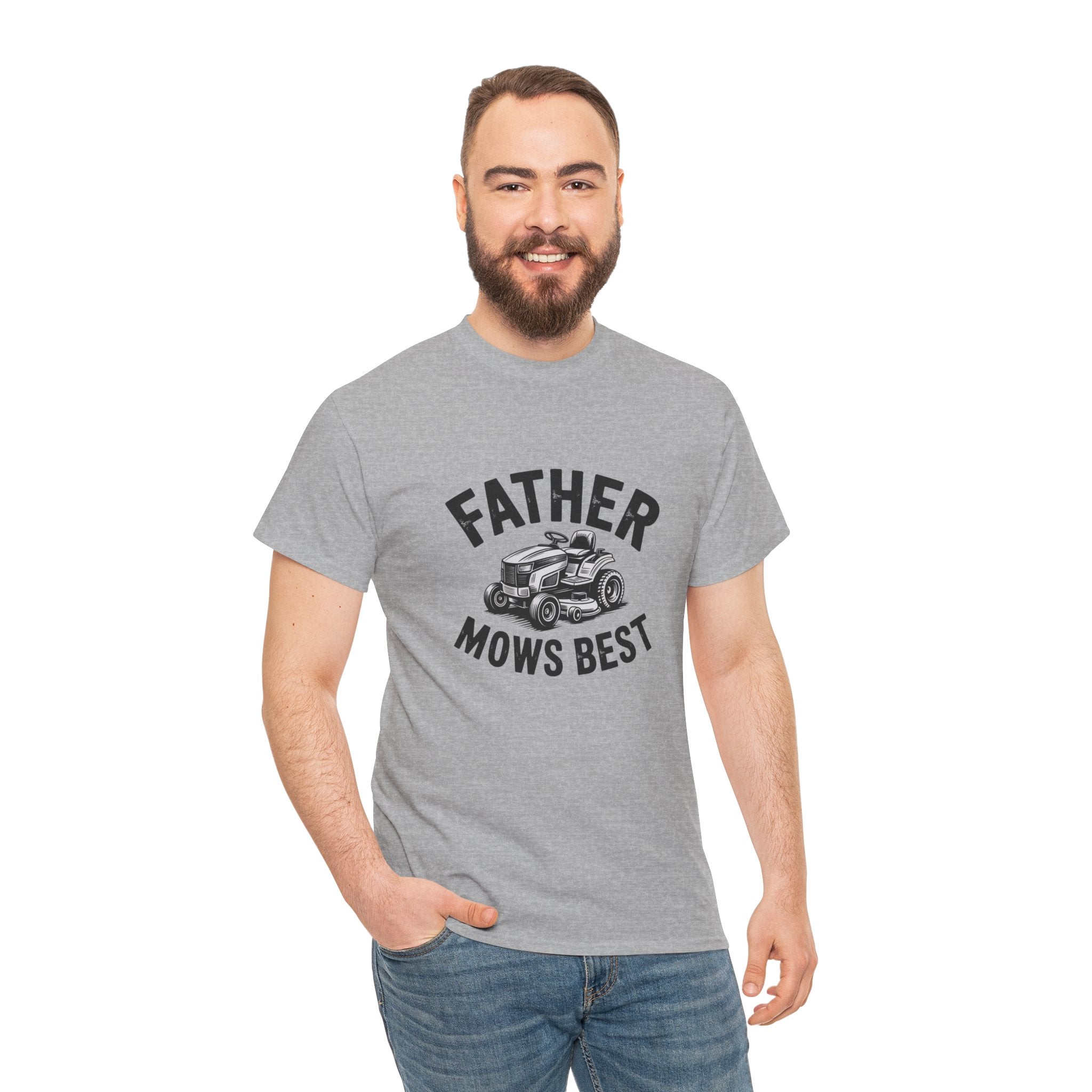 Father Mows Best T-Shirt — Lawn Mower Dad Gift for Father’s Day