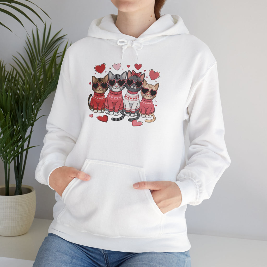 Valentine Cats Hoodie – Cute Cats in Sweaters with Hearts
