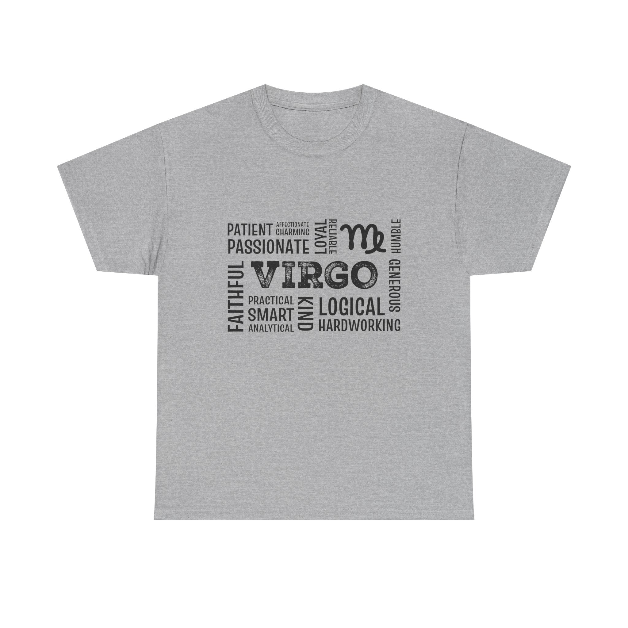 Virgo Zodiac T-Shirt — Virgo Word Cloud Tee (Logical, Hardworking, Passionate)