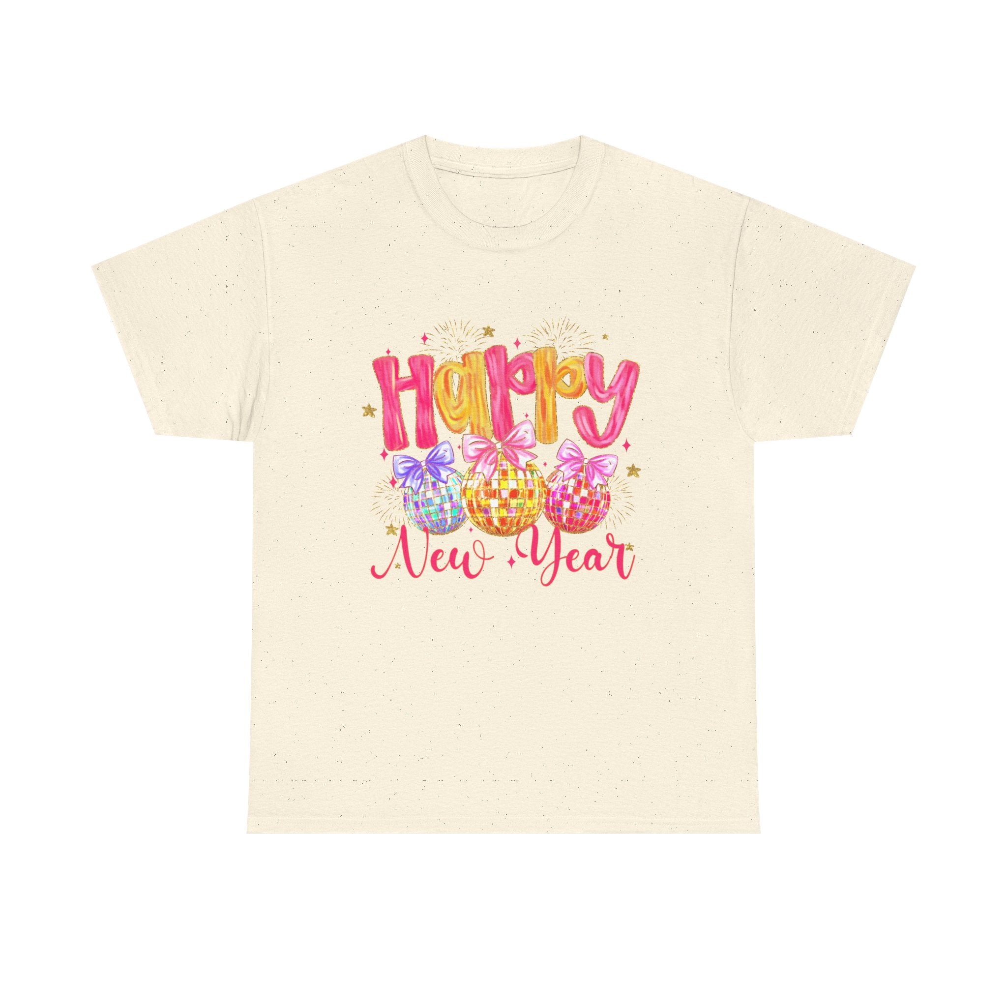 Happy New Year T-Shirt – Colorful Celebration Tee with Festive Ornaments