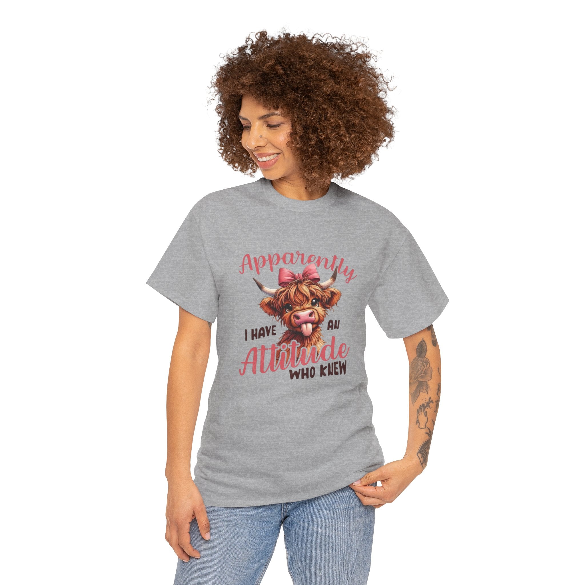 T-Shirt — "Apparently I Have An Attitude Who Knew" Cow Graphic Tee