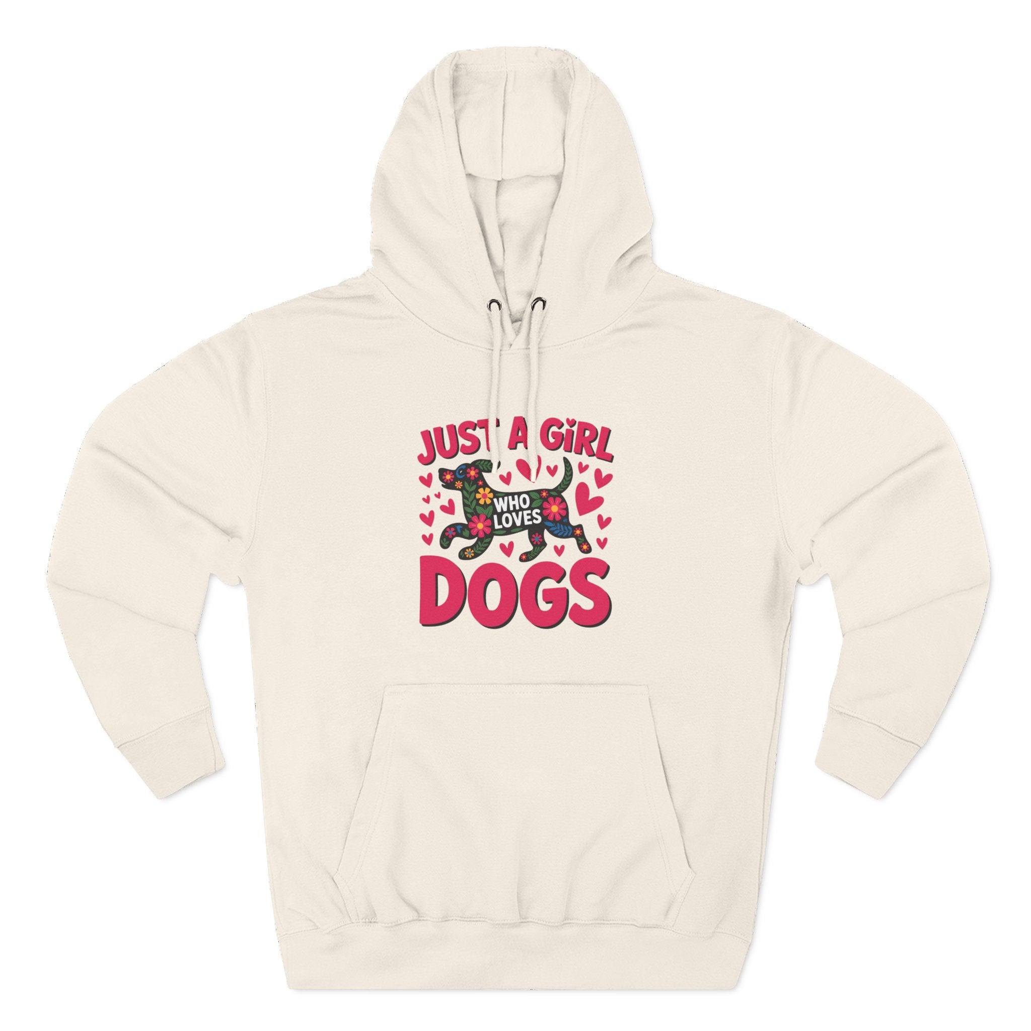 Just A Girl Who Loves Dogs Hoodie — Cute Pink Heart Dog Lover Pullover