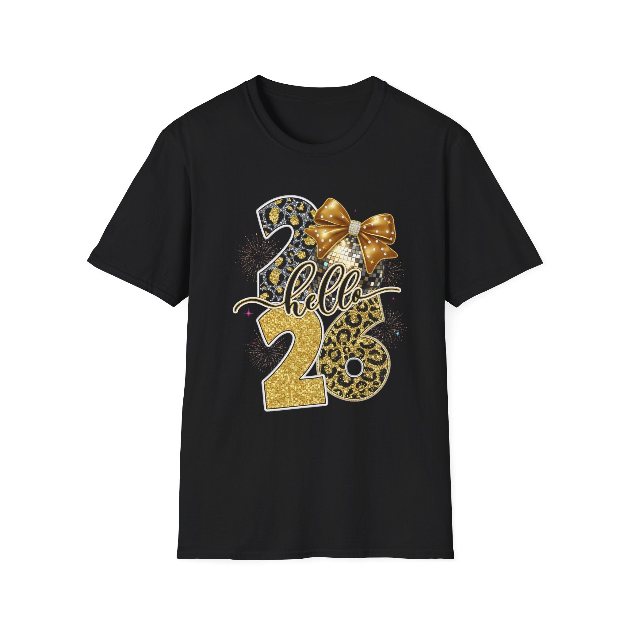 Hello 26 Leopard Gold Graphic T-Shirt
