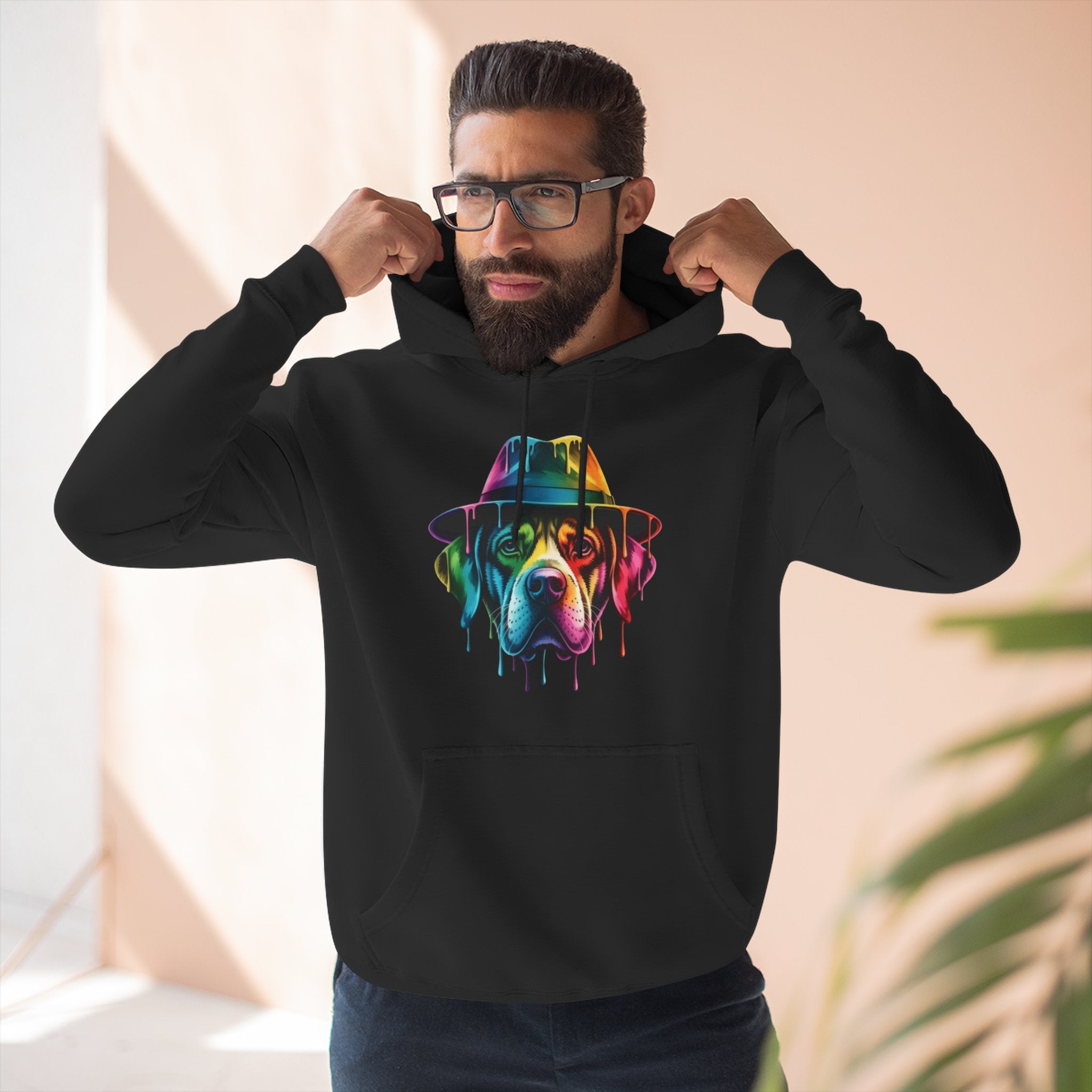 Colorful Dripping Dog Hoodie — Vibrant Canine Art Pullover